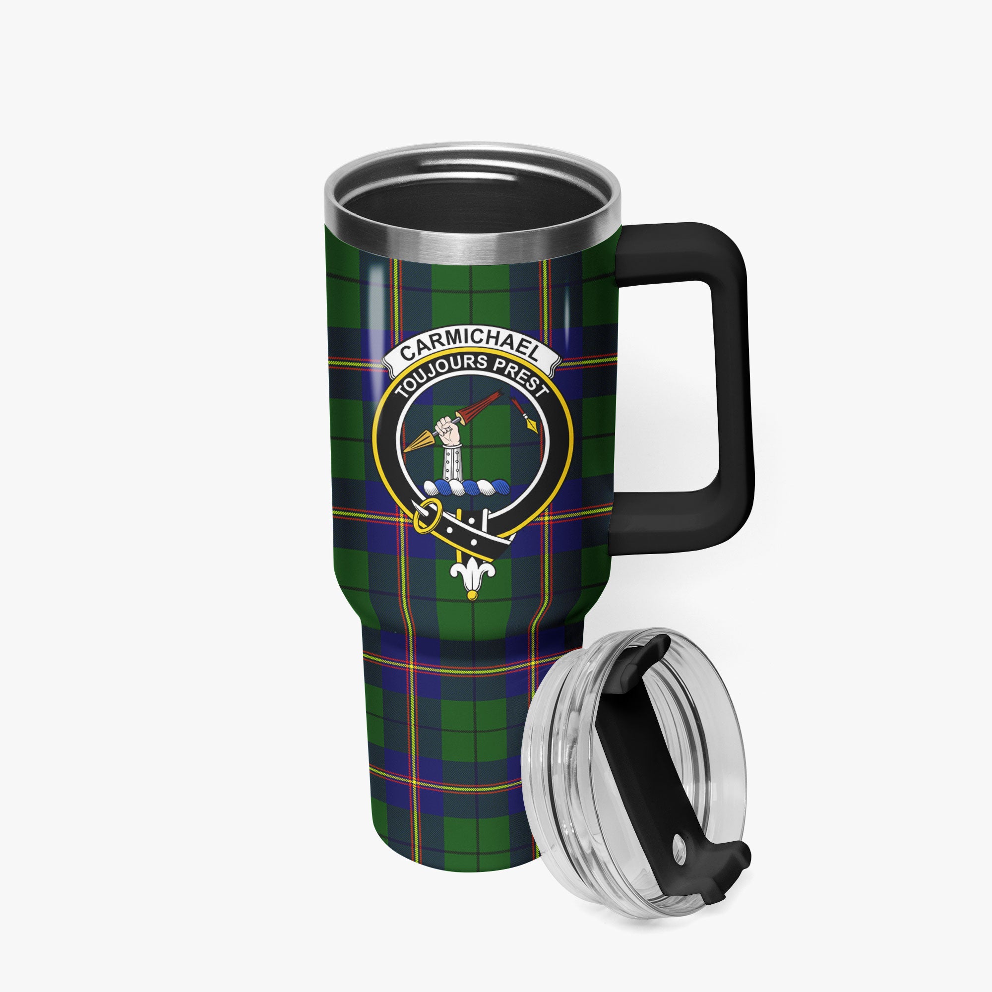 Carmichael Modern Tartan Crest 40 oz Insulated Tumbler with Handle