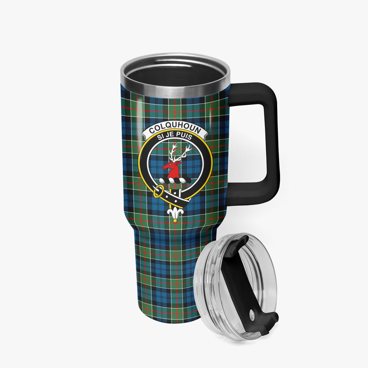 Colquhoun Ancient Tartan Crest 40 oz Insulated Tumbler with Handle