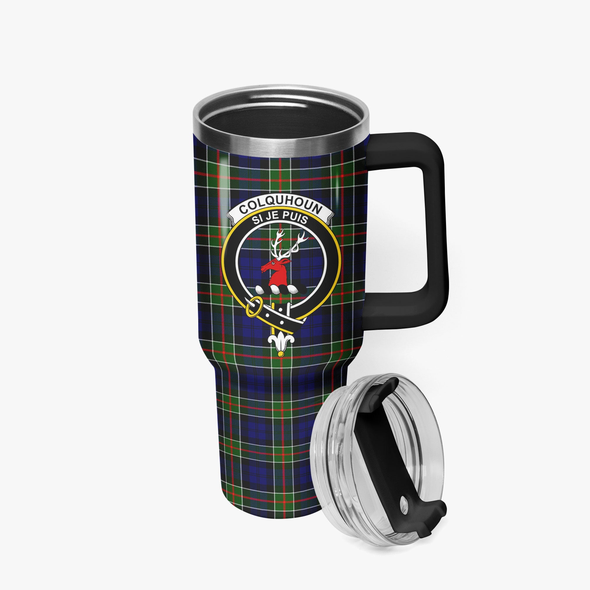 Colquhoun Modern Tartan Crest 40 oz Insulated Tumbler with Handle