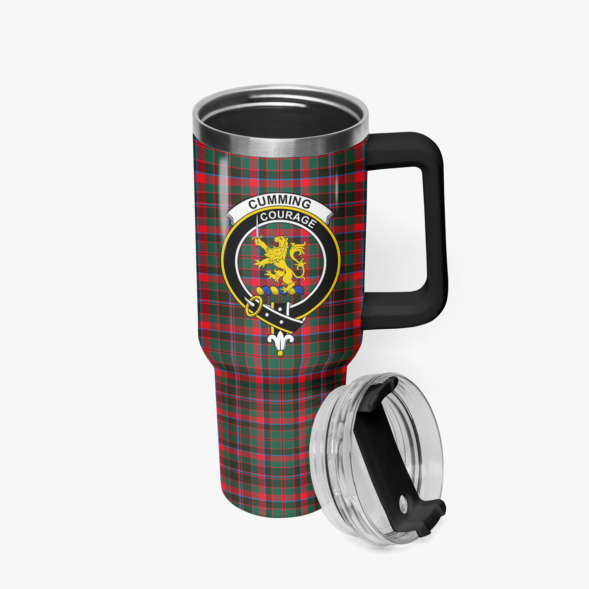 Cumming Hunting Modern Tartan Crest 40 oz Insulated Tumbler with Handle