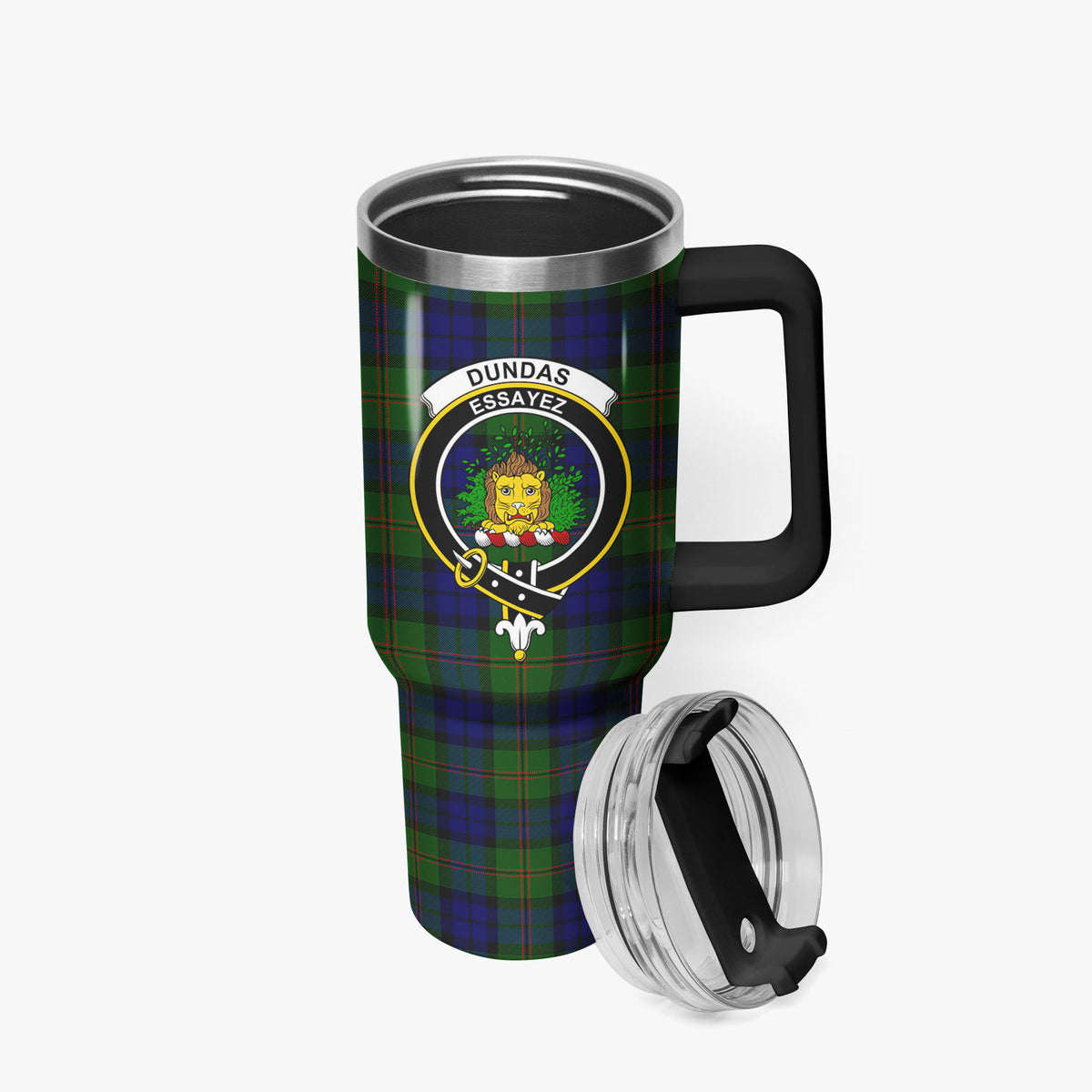 Dundas Modern Tartan Crest 40 oz Insulated Tumbler with Handle