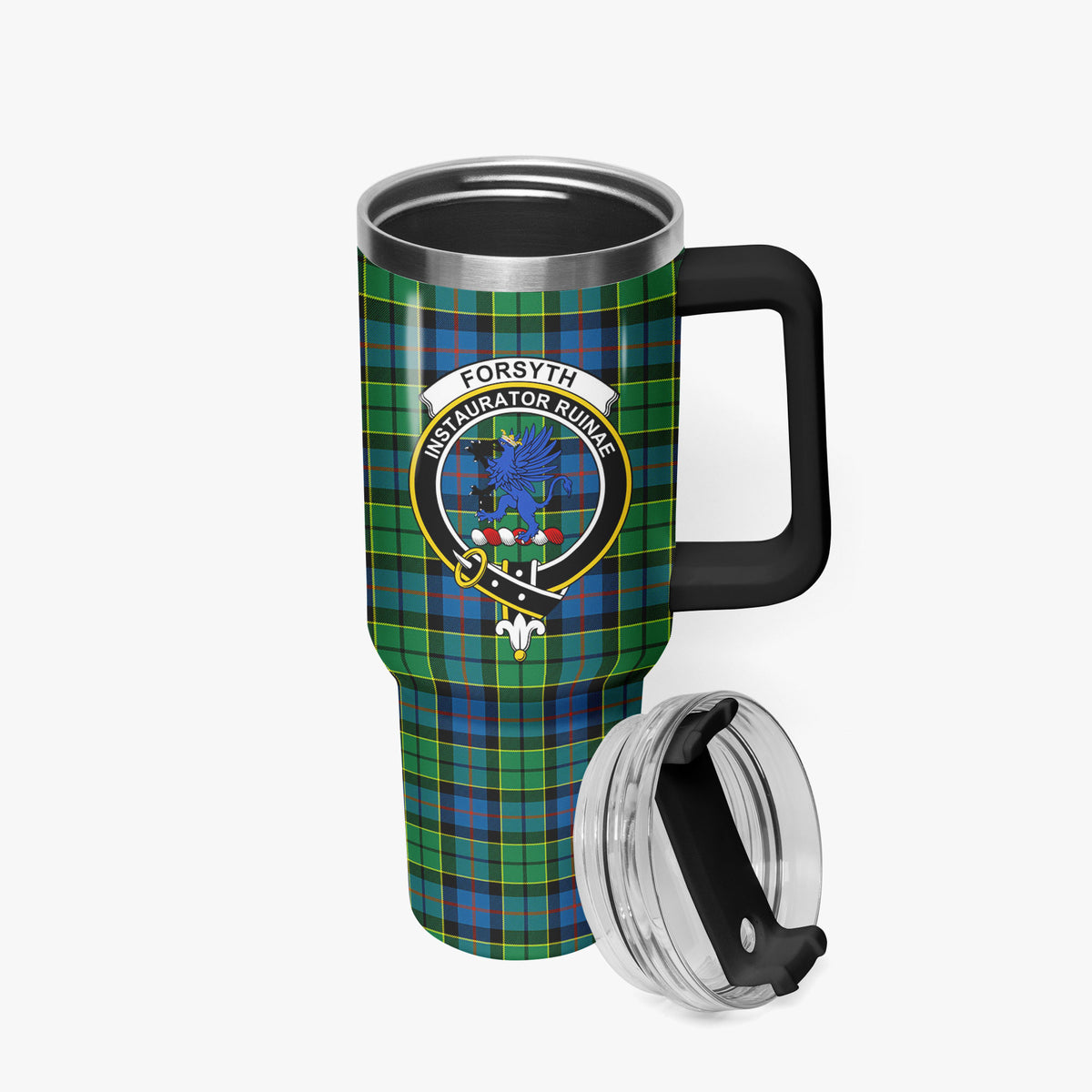 Forsyth Ancient Tartan Crest 40 oz Insulated Tumbler with Handle