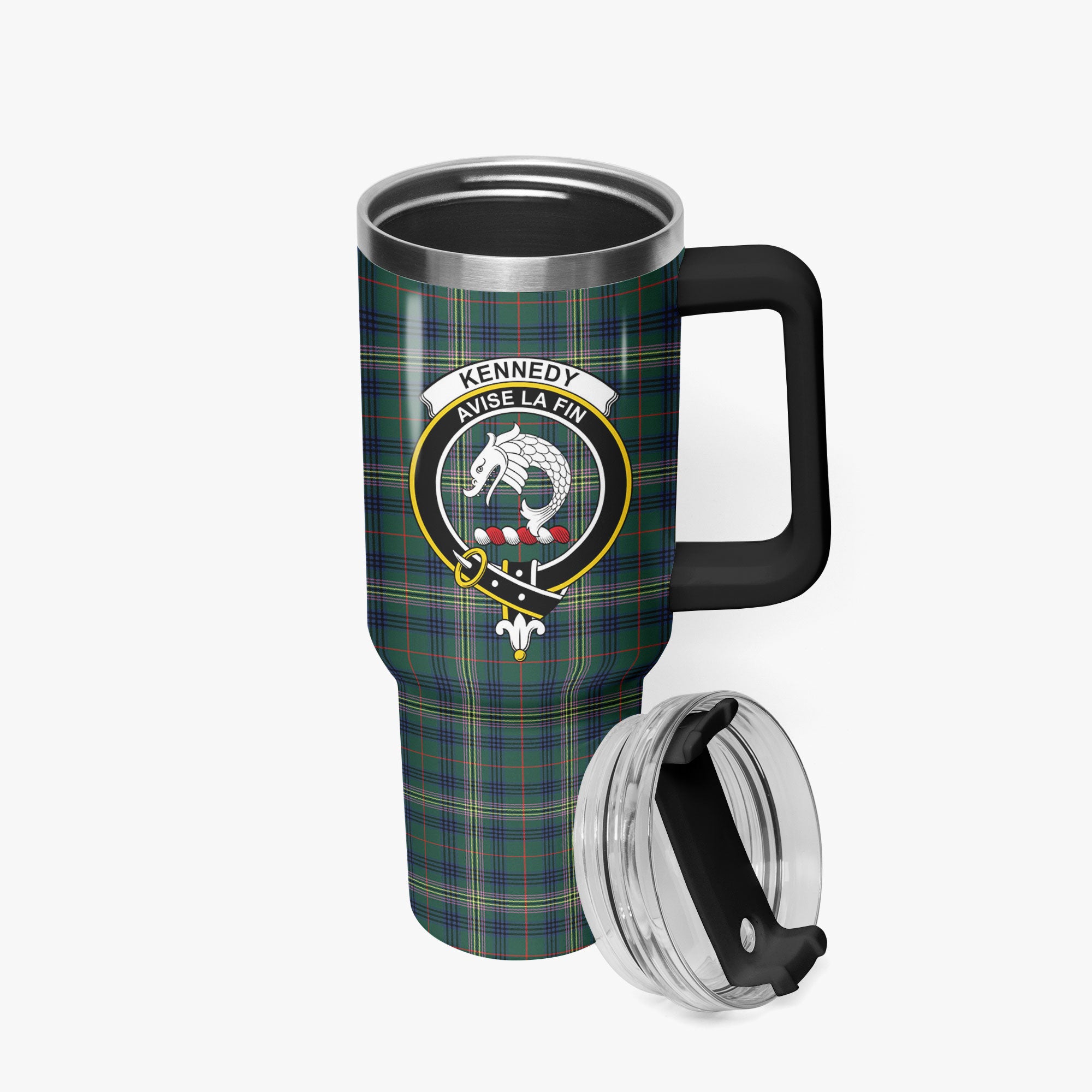 Kennedy Modern Tartan Crest 40 oz Insulated Tumbler with Handle