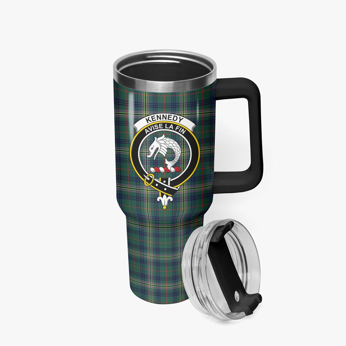 Kennedy Modern Tartan Crest 40 oz Insulated Tumbler with Handle