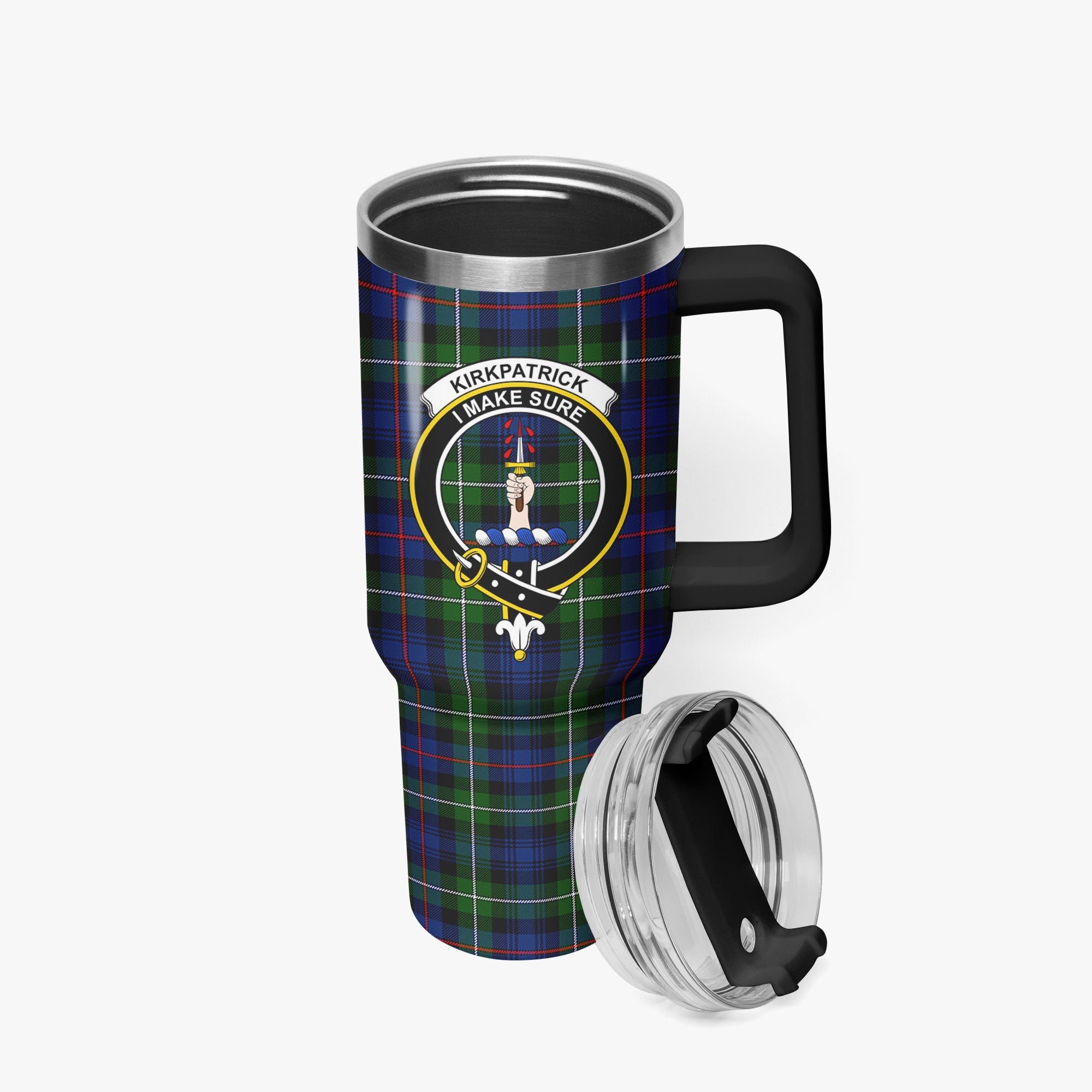 Kirkpatrick Tartan Crest 40 oz Insulated Tumbler with Handle