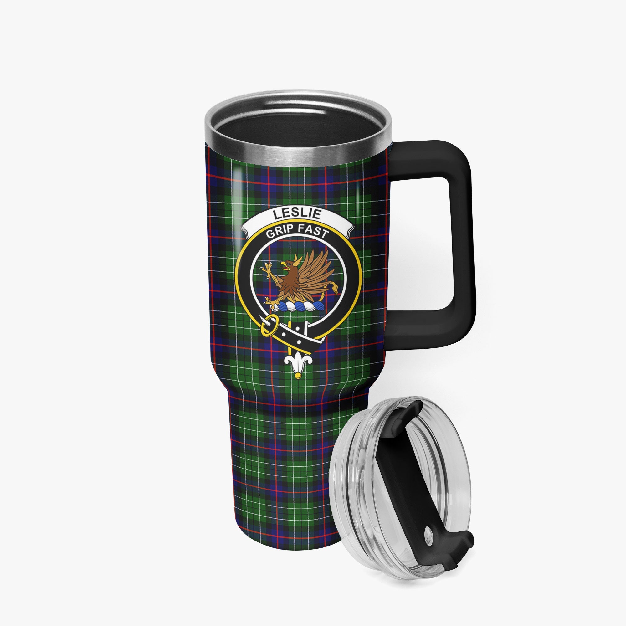 Leslie Hunting Tartan Crest 40 oz Insulated Tumbler with Handle