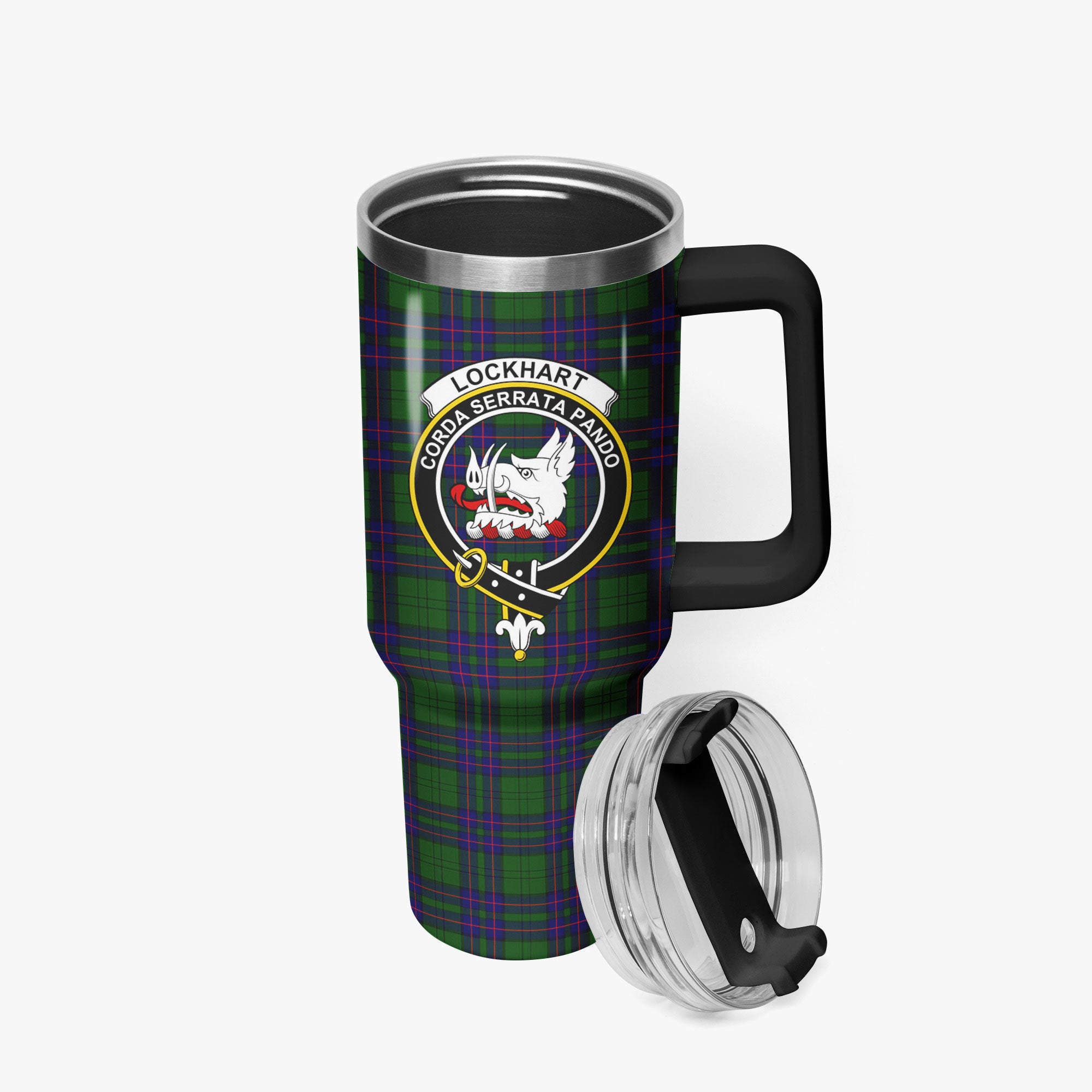 Lockhart Modern Tartan Crest 40 oz Insulated Tumbler with Handle