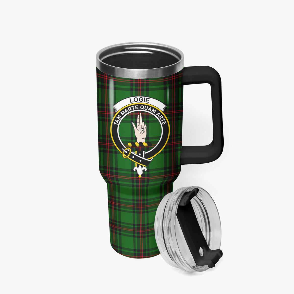 Logie Tartan Crest 40 oz Insulated Tumbler with Handle