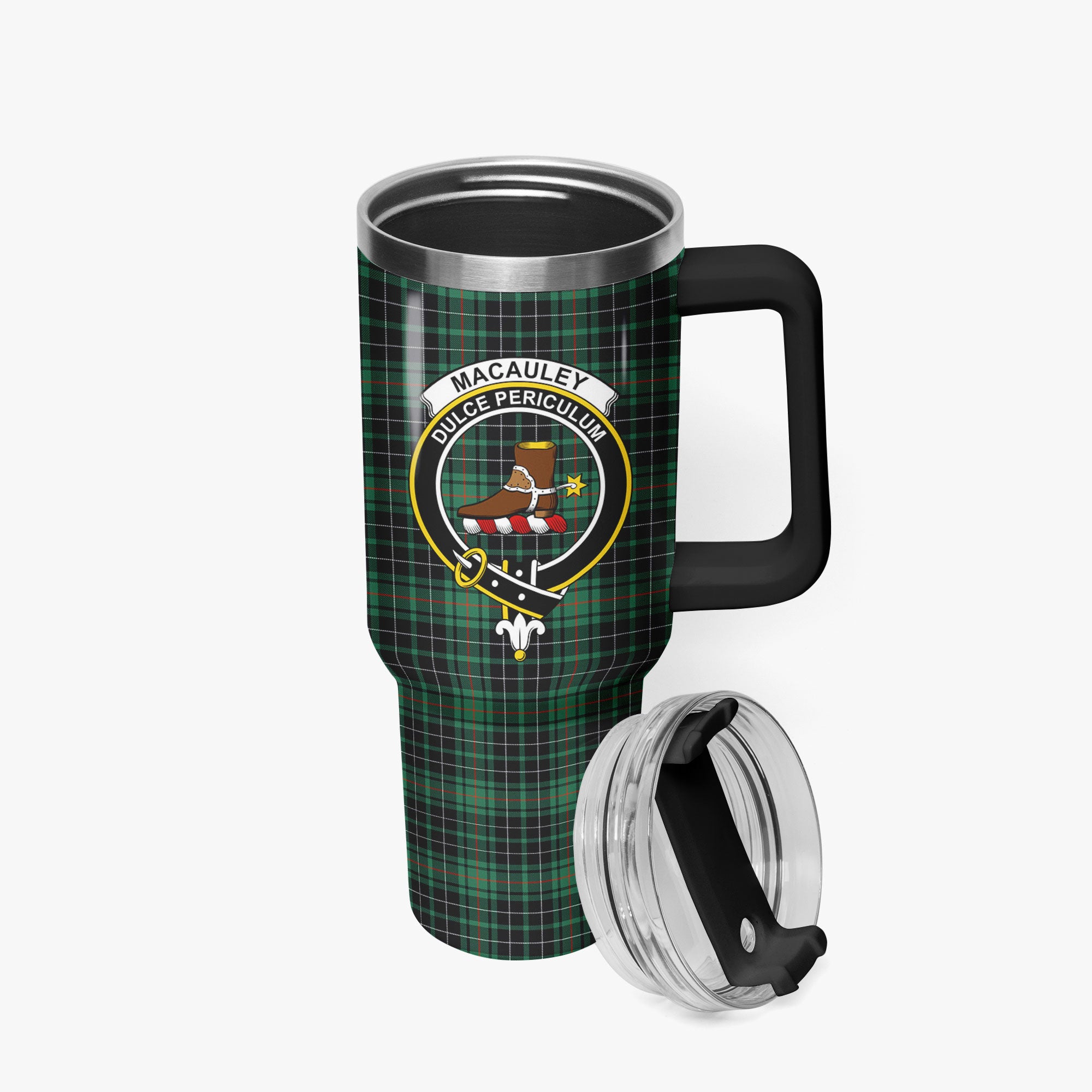 MacAuley Ancient Tartan Crest 40 oz Insulated Tumbler with Handle