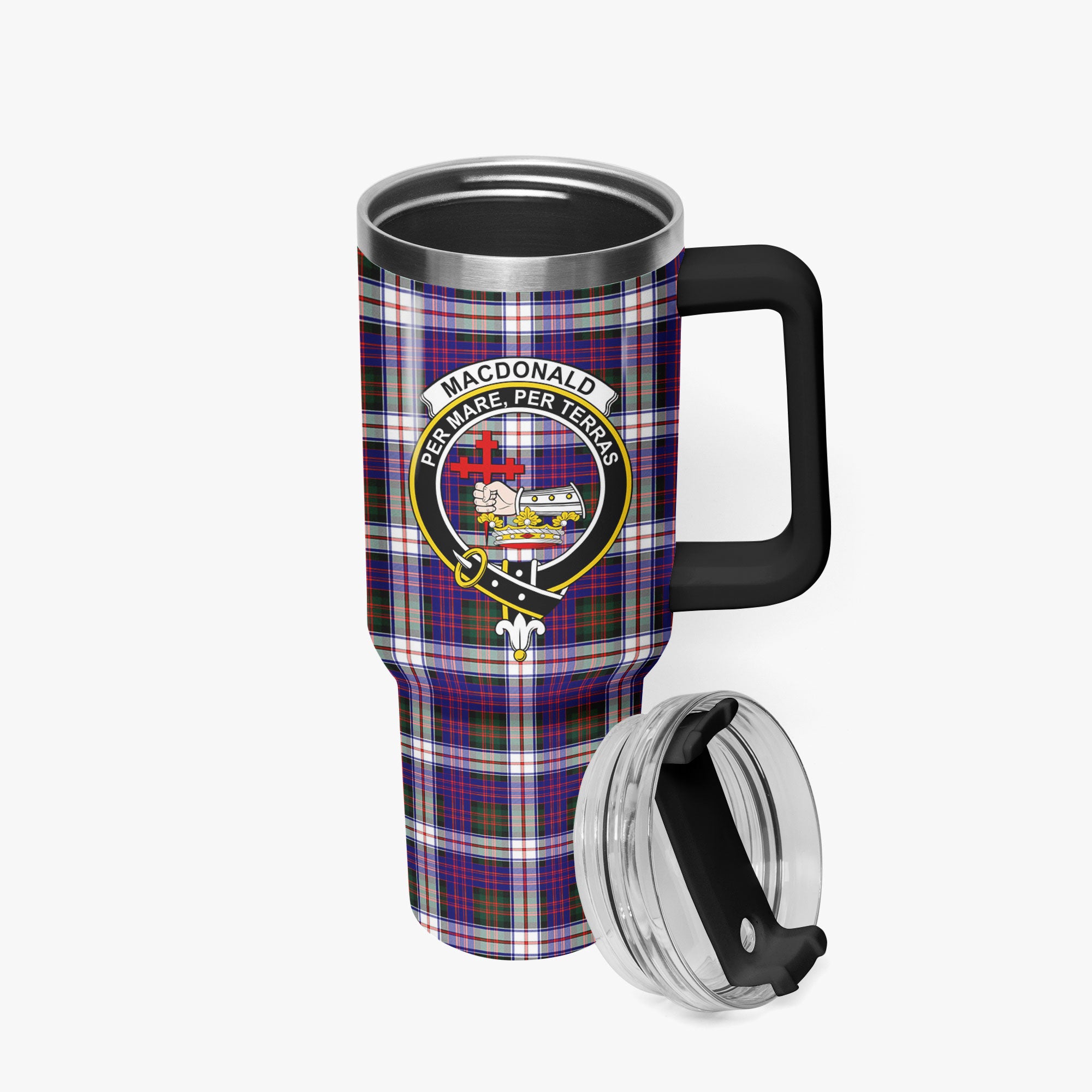 MacDonald Dress Modern Tartan Crest 40 oz Insulated Tumbler with Handle