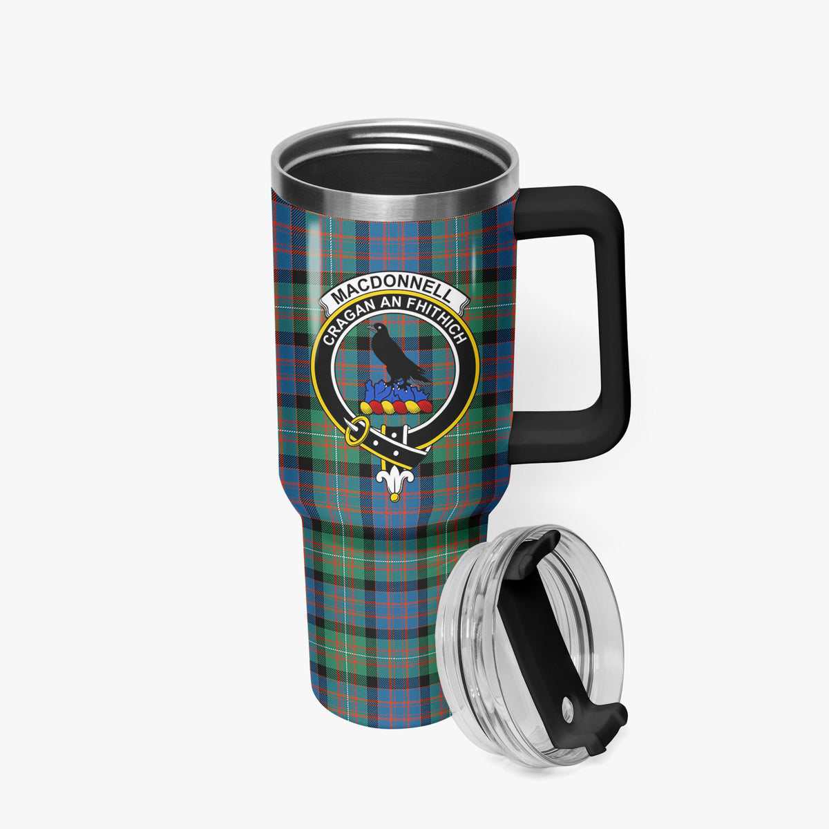 MacDonnell of Glengarry Ancient Tartan Crest 40 oz Insulated Tumbler with Handle
