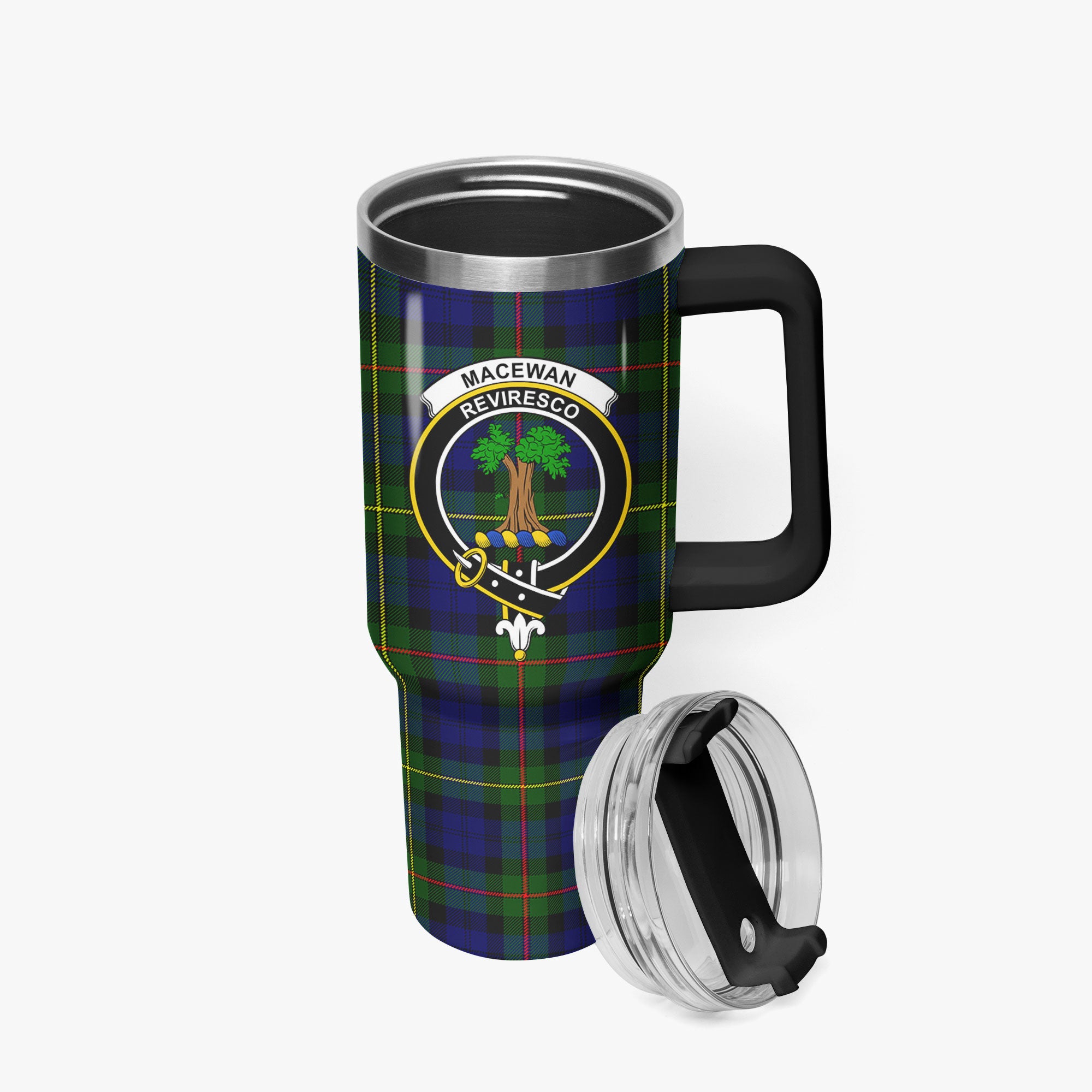 MacEwan Modern Tartan Crest 40 oz Insulated Tumbler with Handle