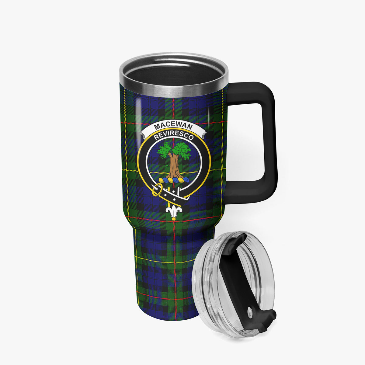 MacEwan Modern Tartan Crest 40 oz Insulated Tumbler with Handle