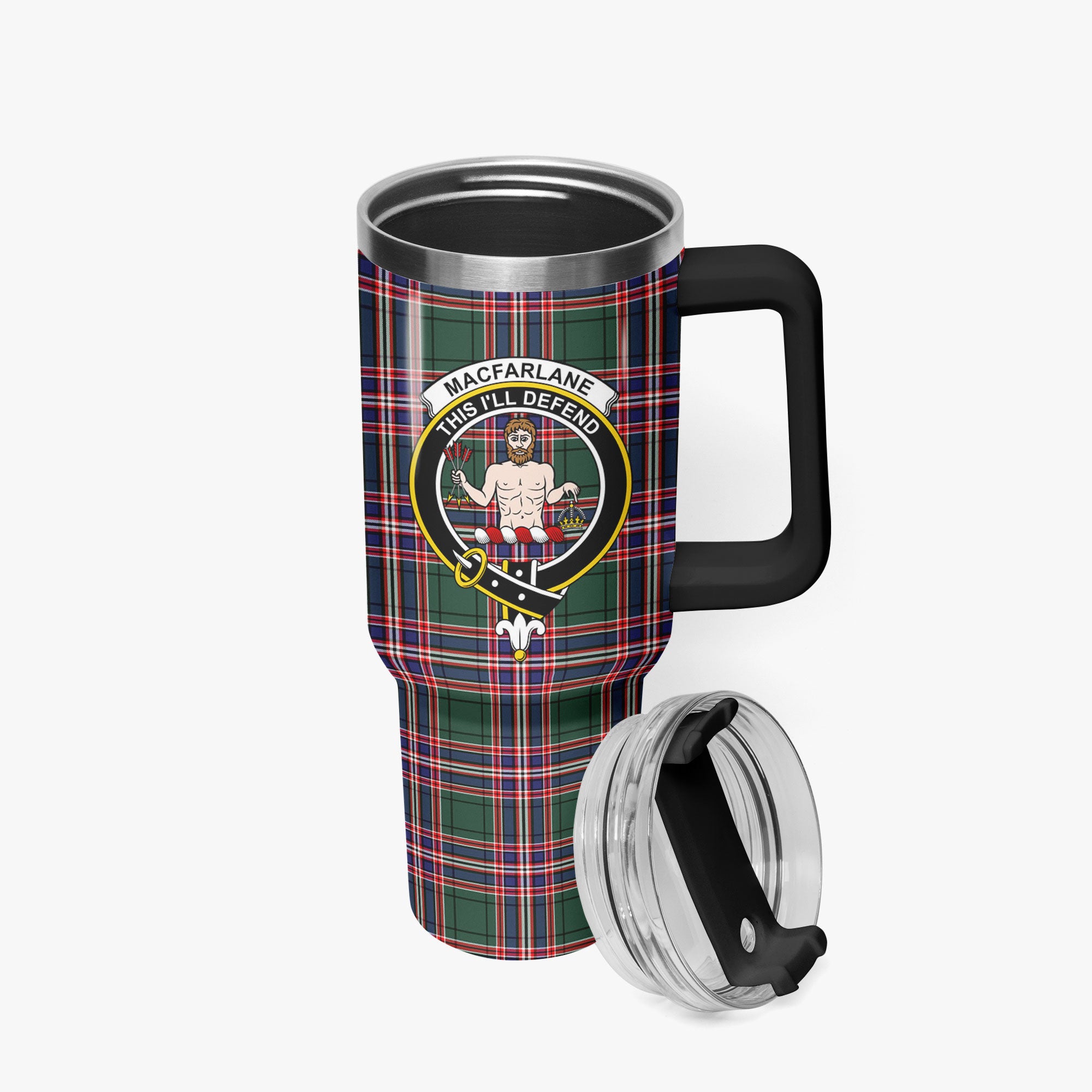 MacFarlane Hunting Modern Tartan Crest 40 oz Insulated Tumbler with Handle