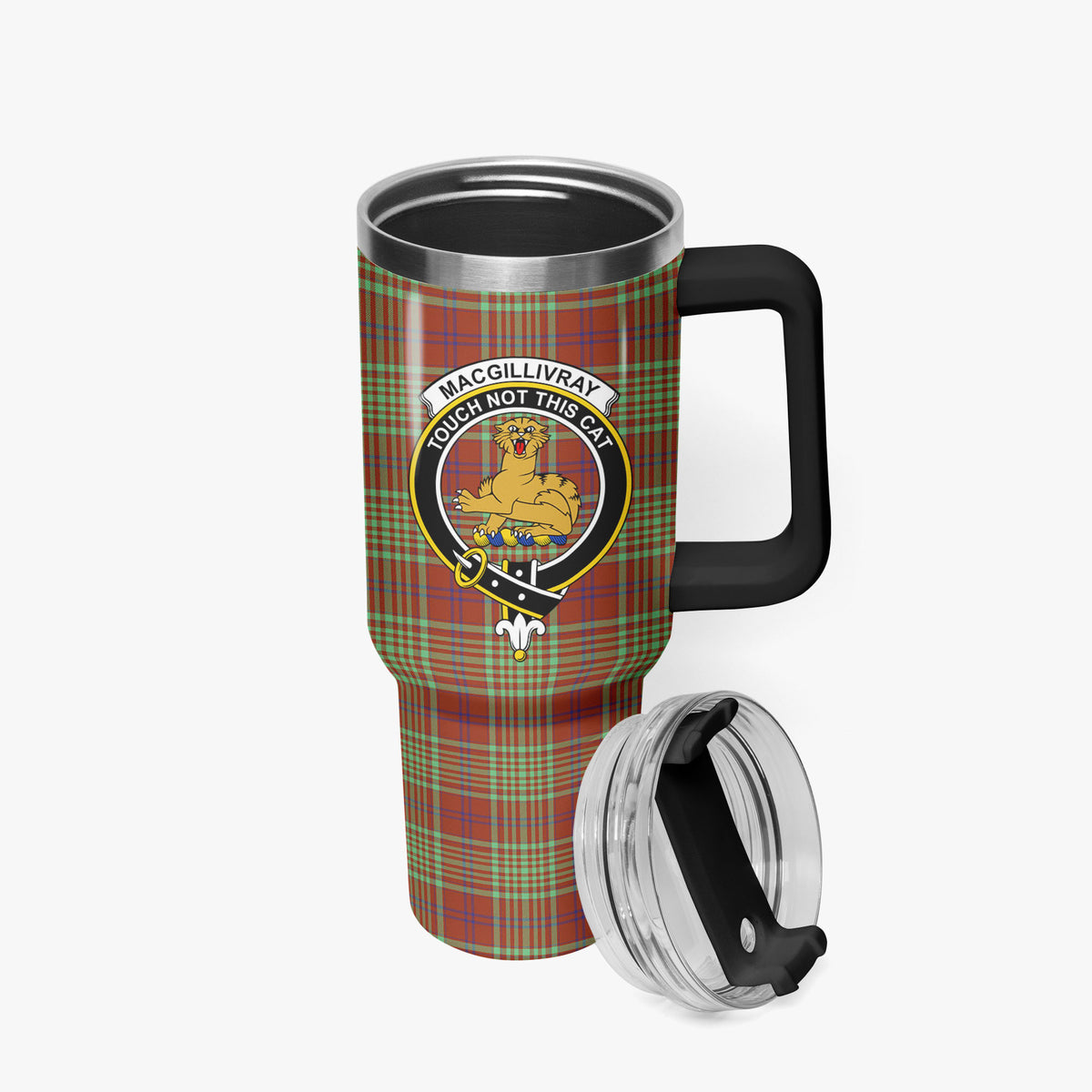 MacGillivray Hunting Ancient Tartan Crest 40 oz Insulated Tumbler with Handle