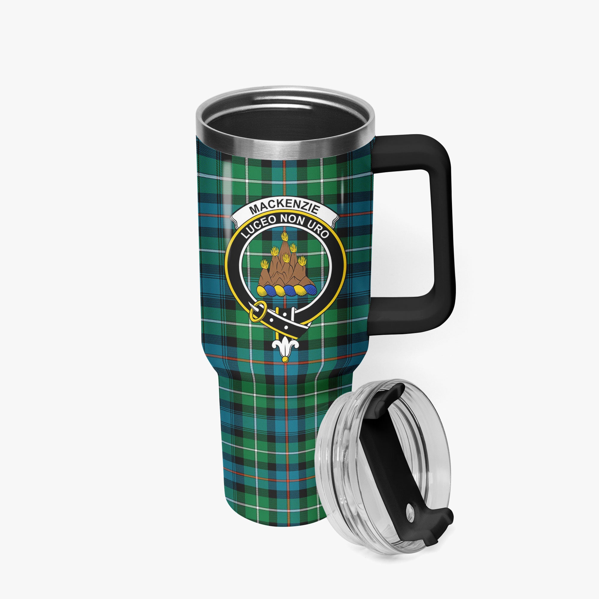 MacKenzie Ancient Tartan Crest 40 oz Insulated Tumbler with Handle