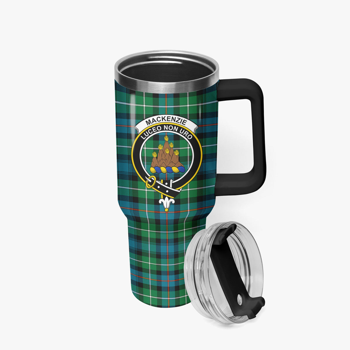 MacKenzie Ancient Tartan Crest 40 oz Insulated Tumbler with Handle