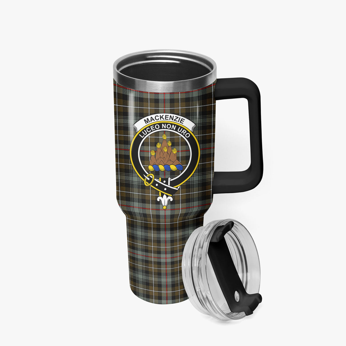 MacKenzie Weathered Tartan Crest 40 oz Insulated Tumbler with Handle