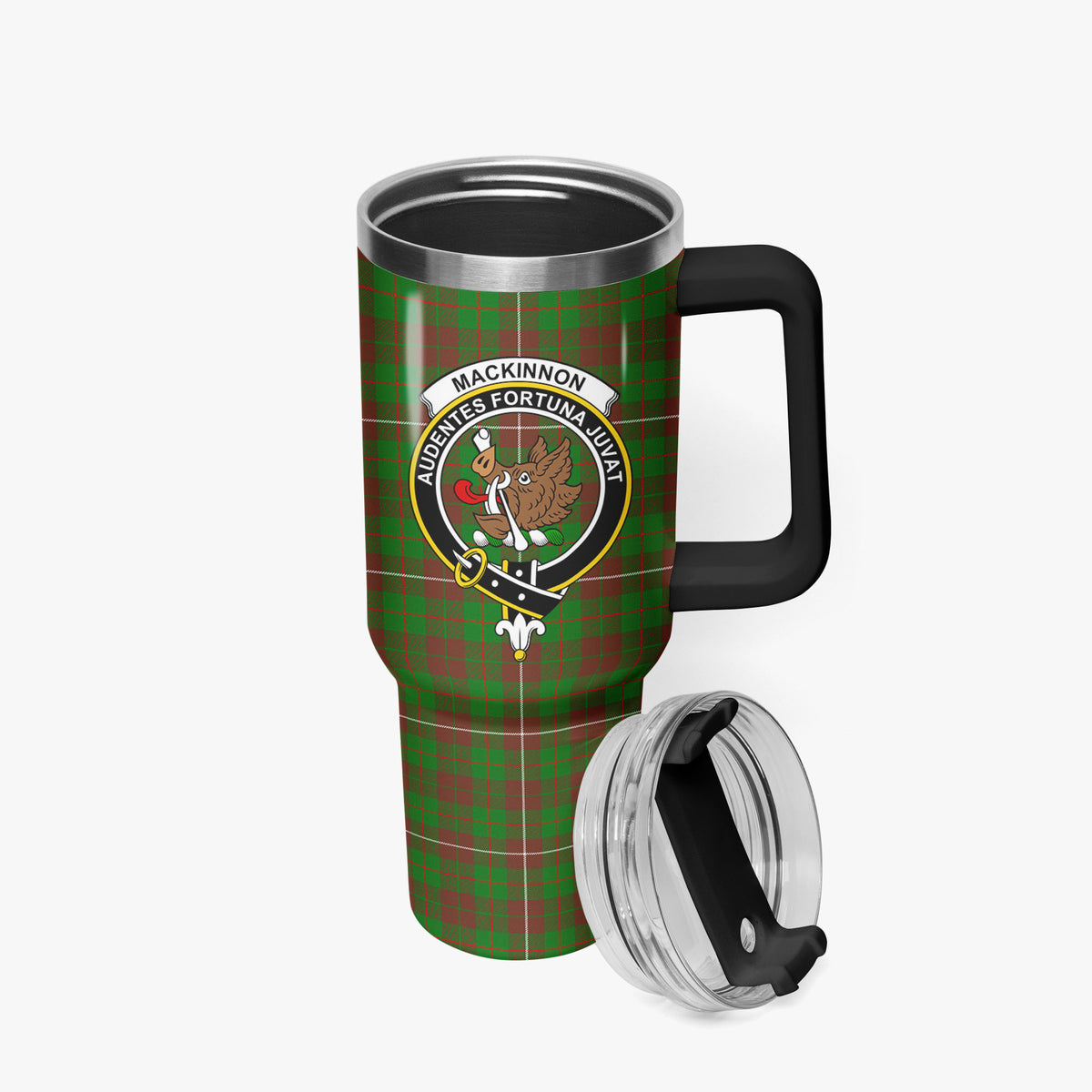 MacKinnon Hunting Modern Tartan Crest 40 oz Insulated Tumbler with Handle