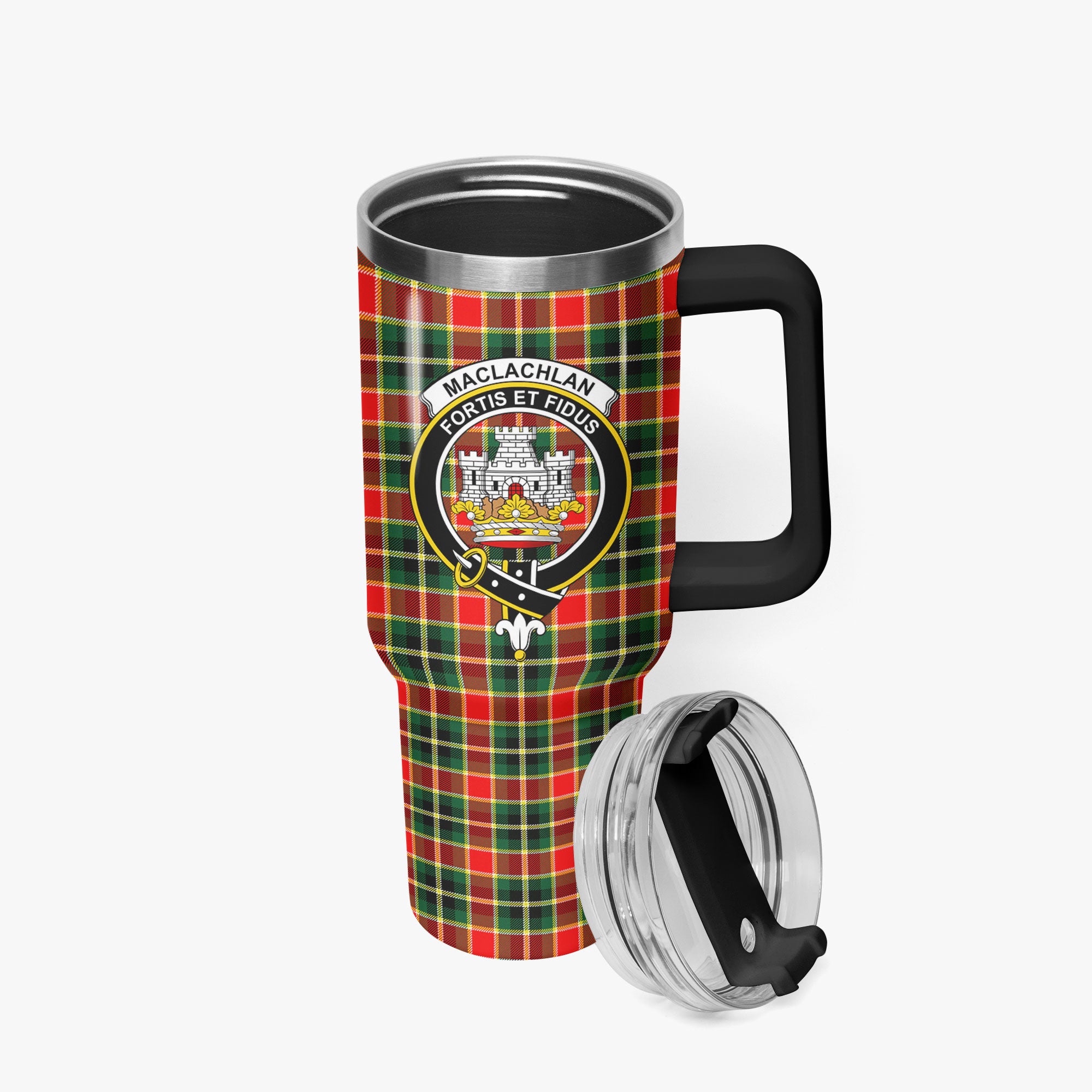MacLachlan Hunting Modern Tartan Crest 40 oz Insulated Tumbler with Handle