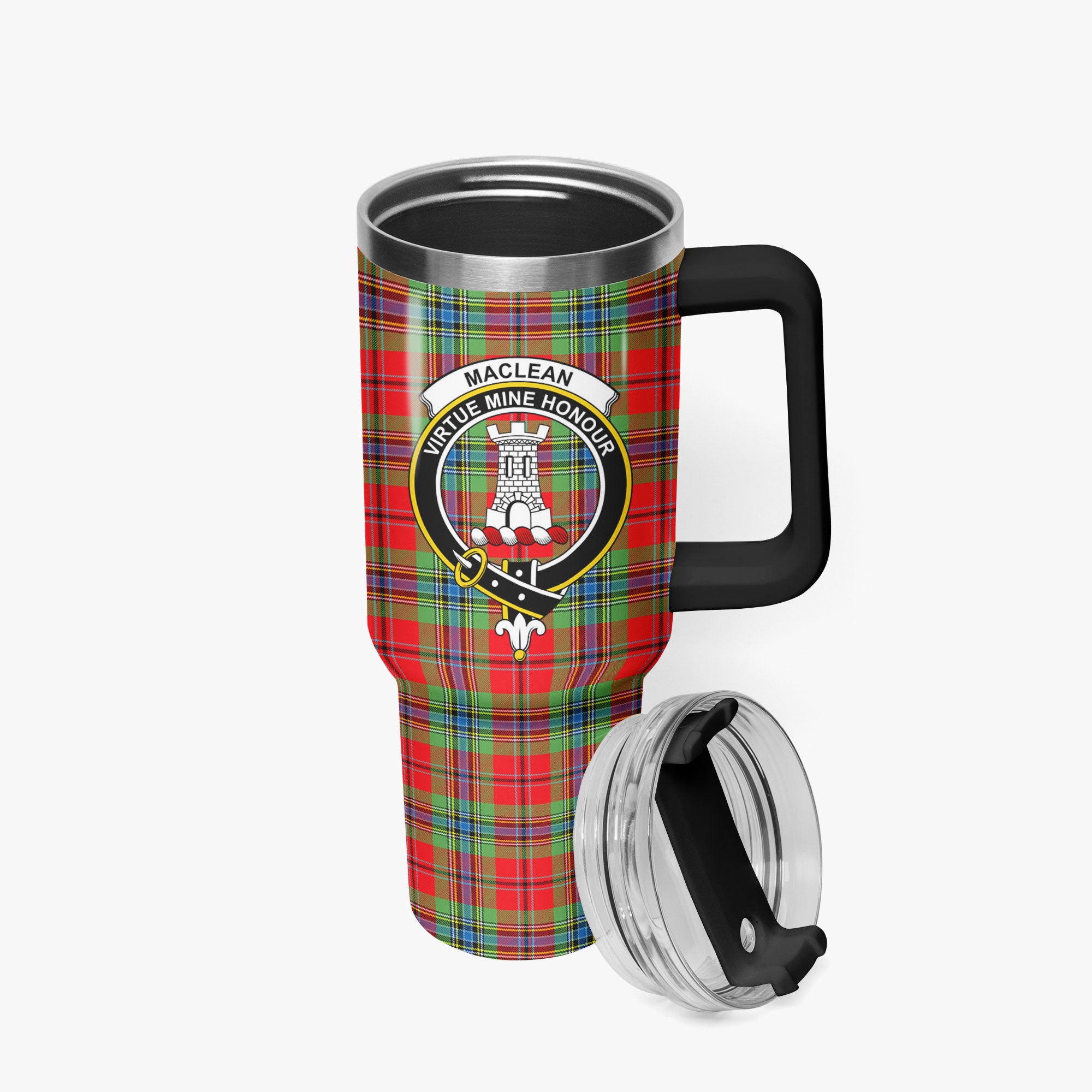 MacLean of Duart Modern Tartan Crest 40 oz Insulated Tumbler with Handle