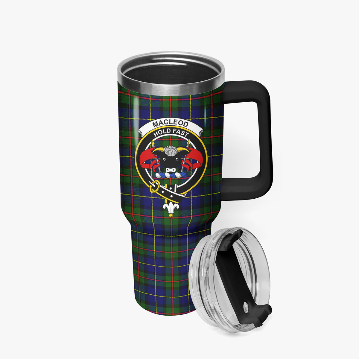 MacLeod of Harris Modern Tartan Crest 40 oz Insulated Tumbler with Handle