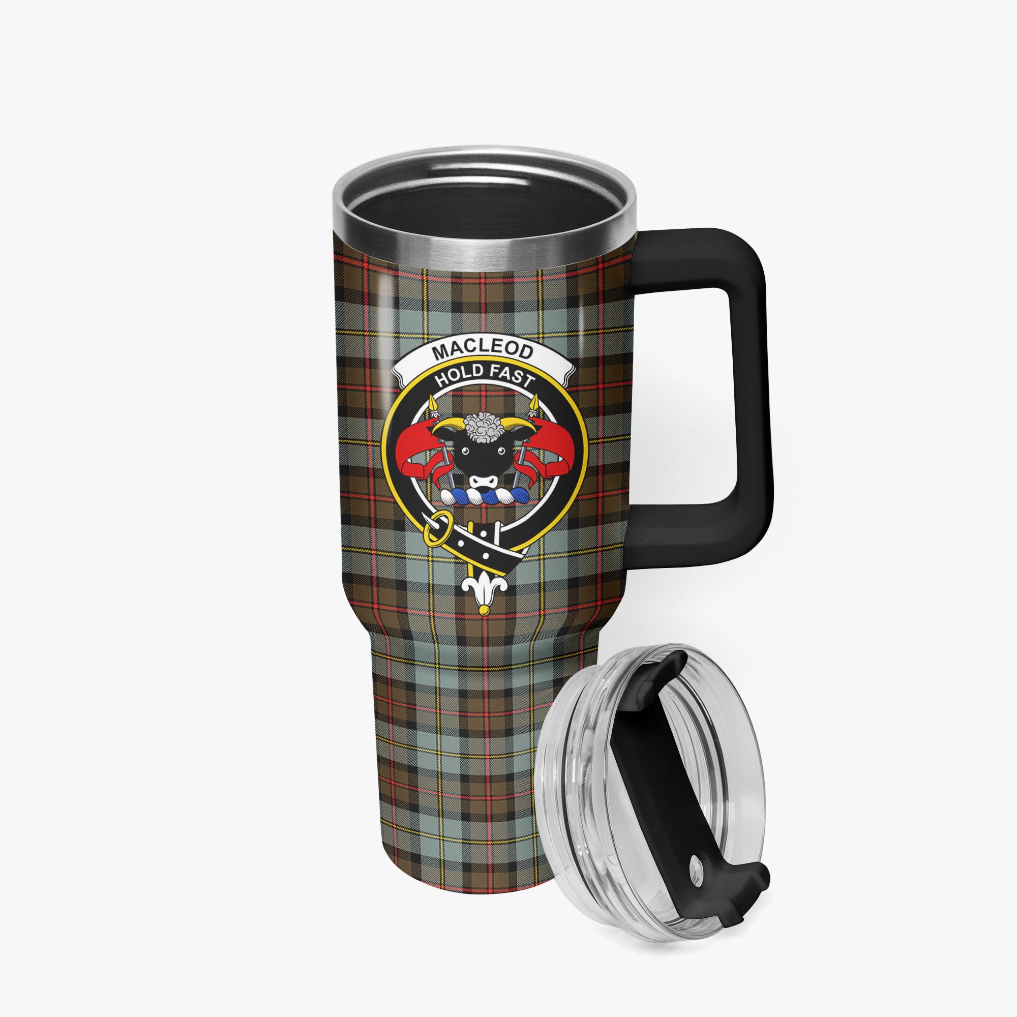 MacLeod of Harris Weathered Tartan Crest 40 oz Insulated Tumbler with Handle