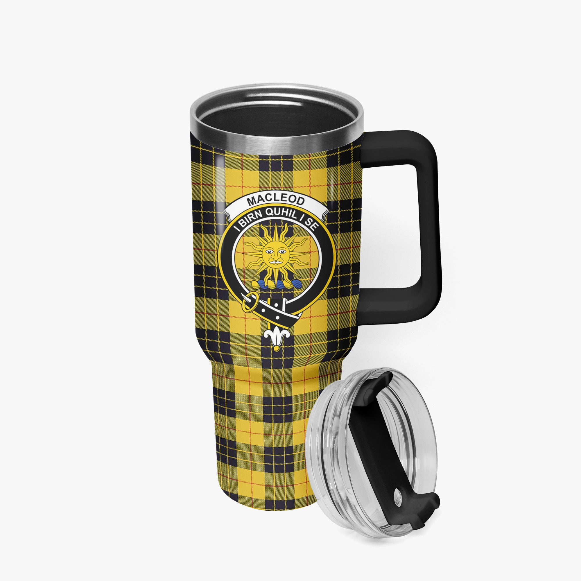 MacLeod of Lewis Ancient Tartan Crest 40 oz Insulated Tumbler with Handle