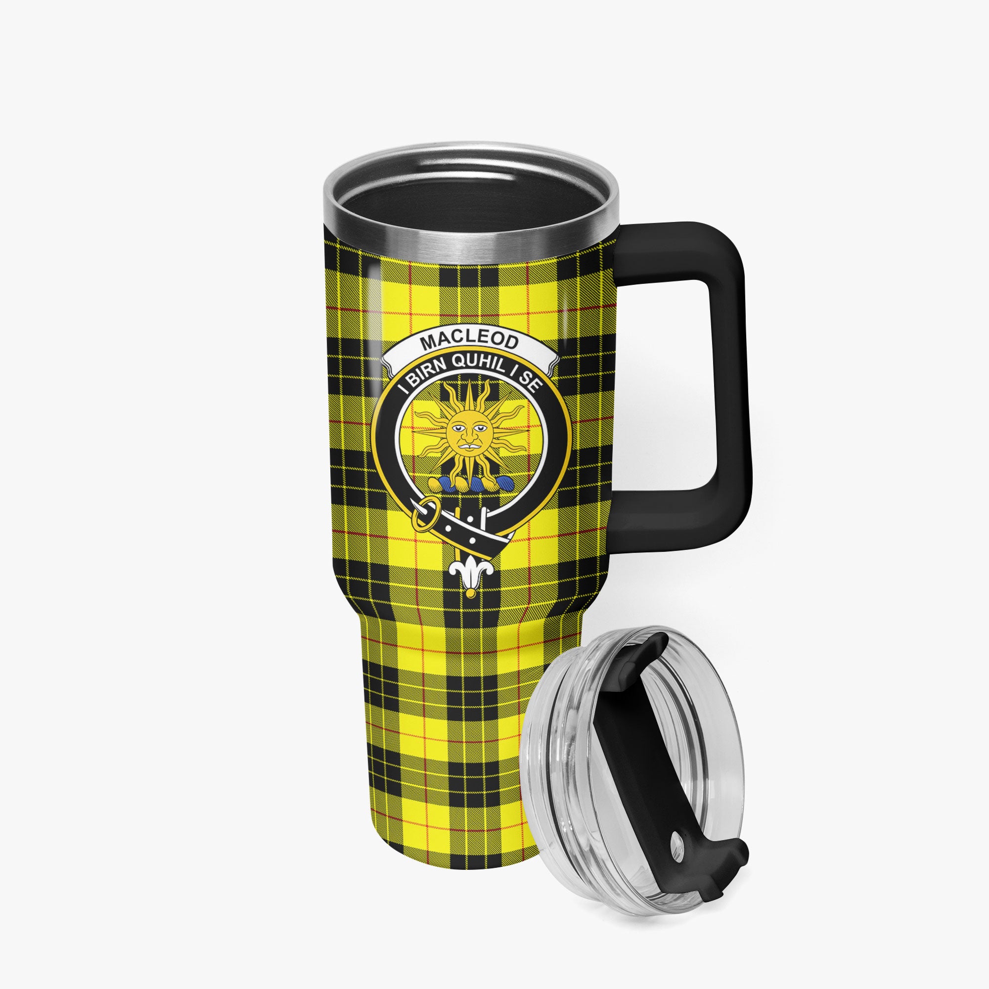 MacLeod of Lewis Modern Tartan Crest 40 oz Insulated Tumbler with Handle
