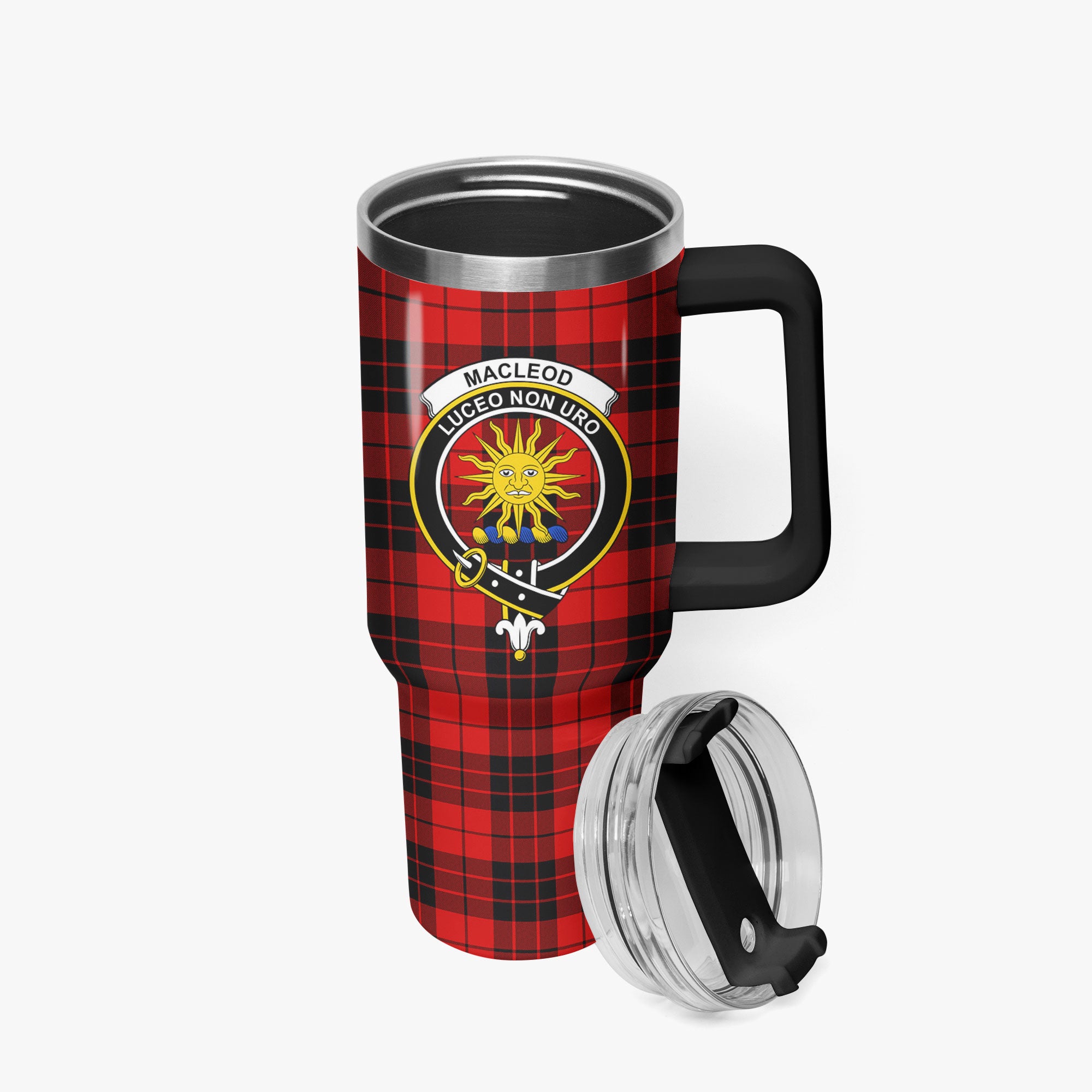 MacLeod of Raasay Tartan Crest 40 oz Insulated Tumbler with Handle