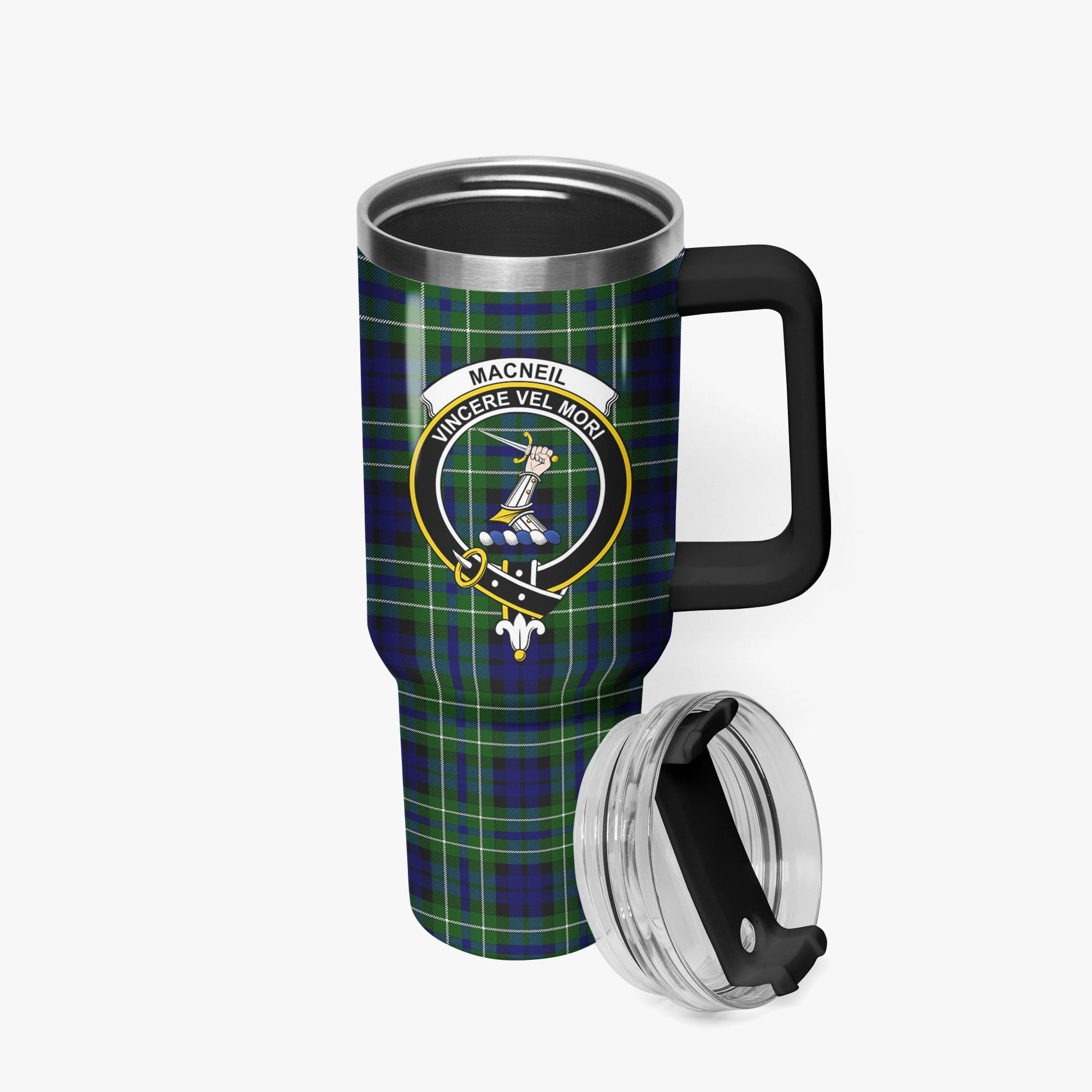 MacNeil of Colonsay Modern Tartan Crest 40 oz Insulated Tumbler with Handle