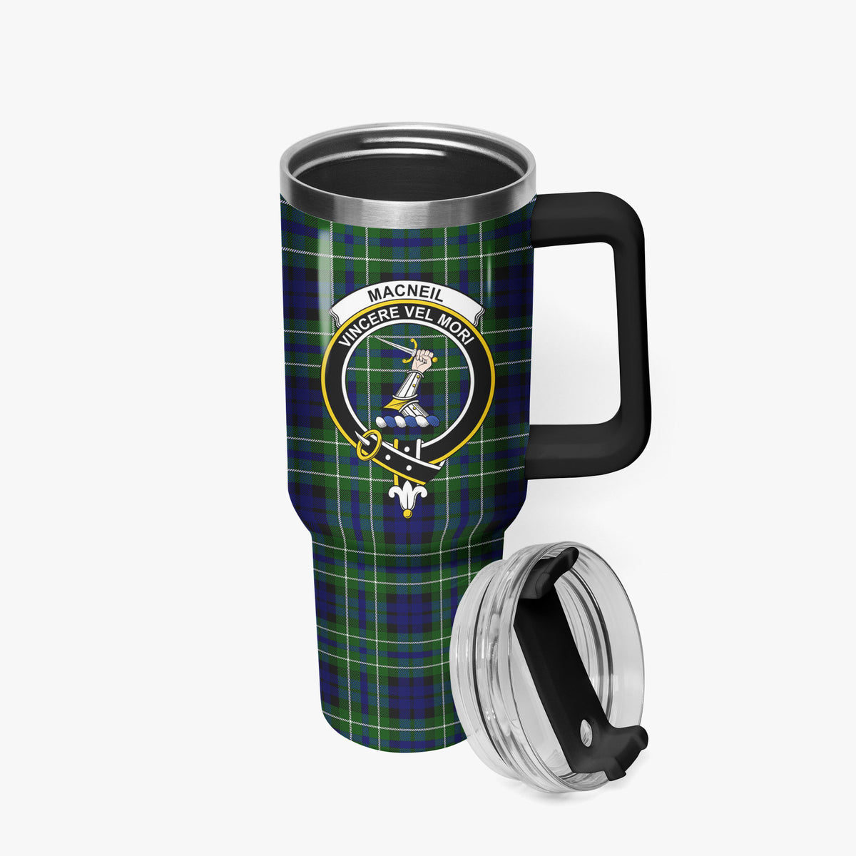 MacNeil of Colonsay Modern Tartan Crest 40 oz Insulated Tumbler with Handle