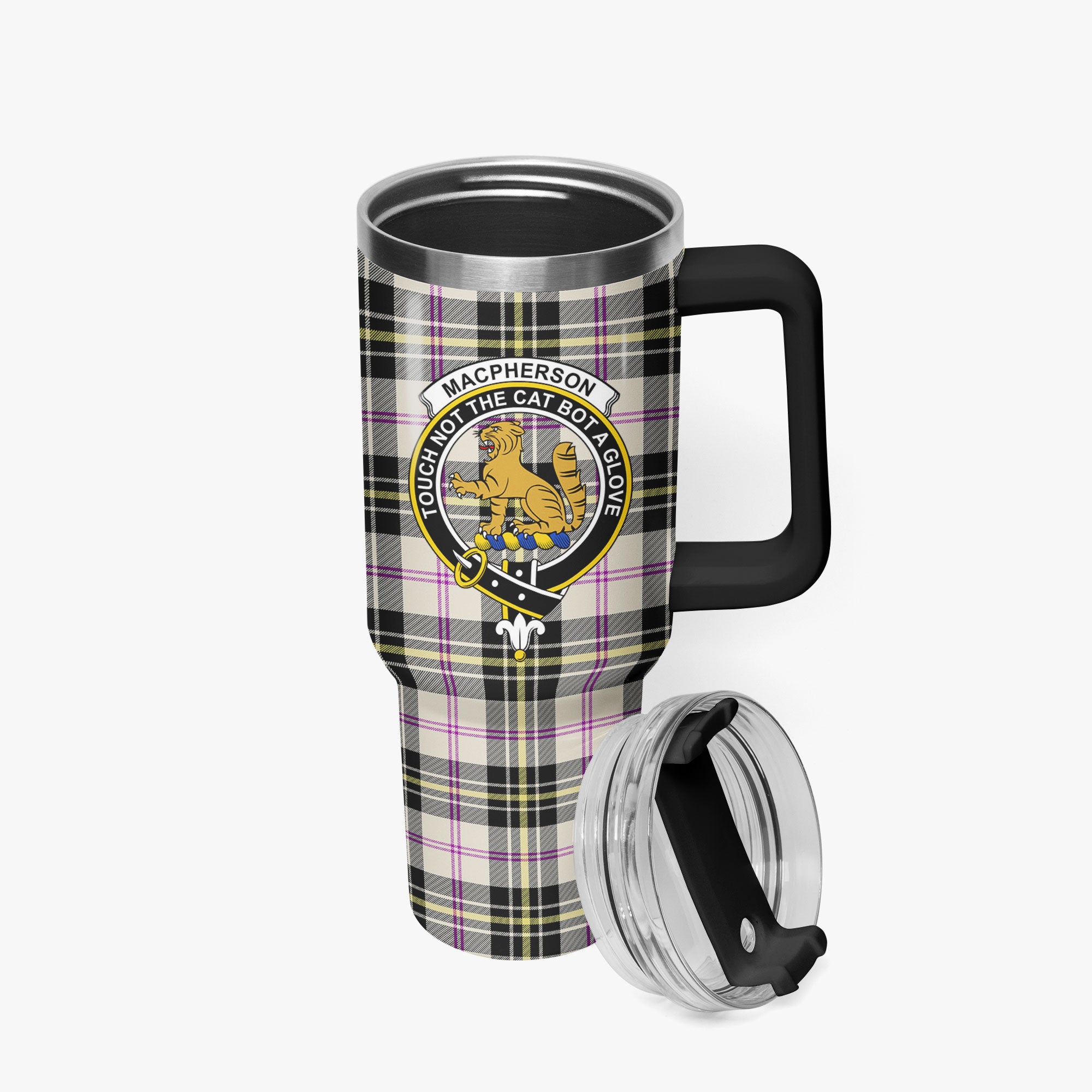 MacPherson Dress Ancient Tartan Crest 40 oz Insulated Tumbler with Handle