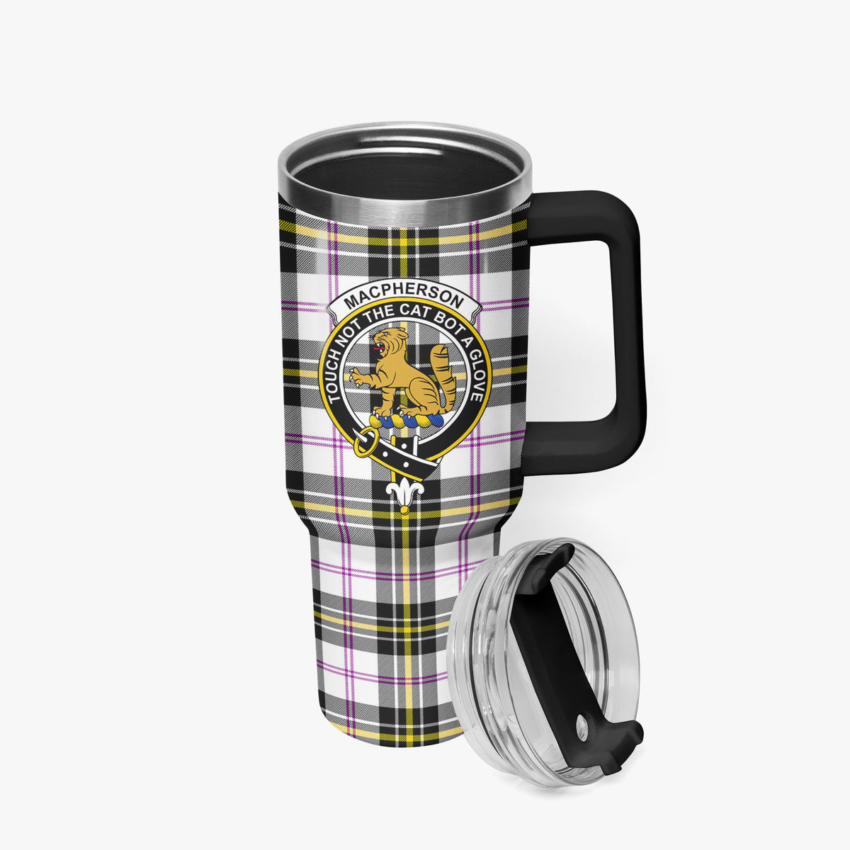MacPherson Dress Modern Tartan Crest 40 oz Insulated Tumbler with Handle