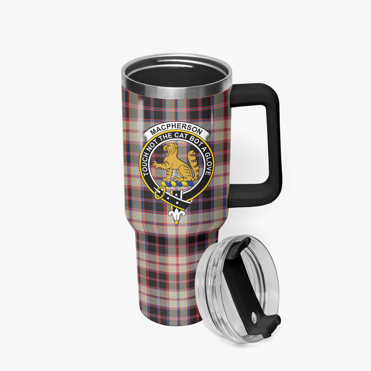 MacPherson Hunting Ancient Tartan Crest 40 oz Insulated Tumbler with Handle