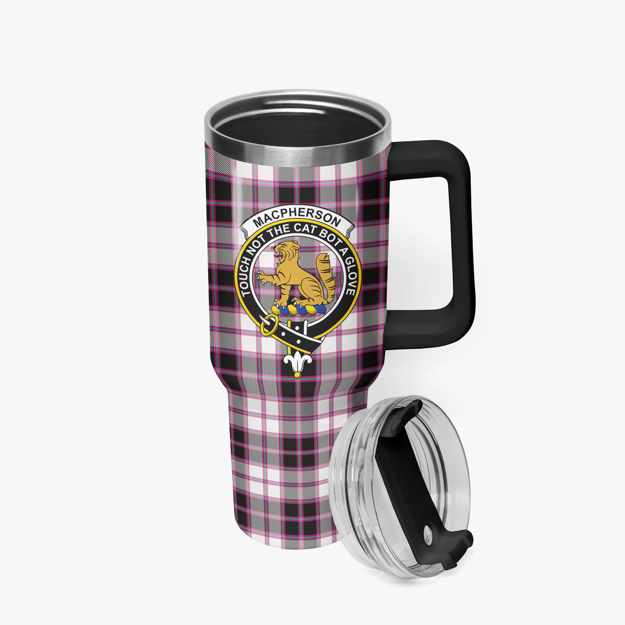 MacPherson Hunting Modern Tartan Crest 40 oz Insulated Tumbler with Handle