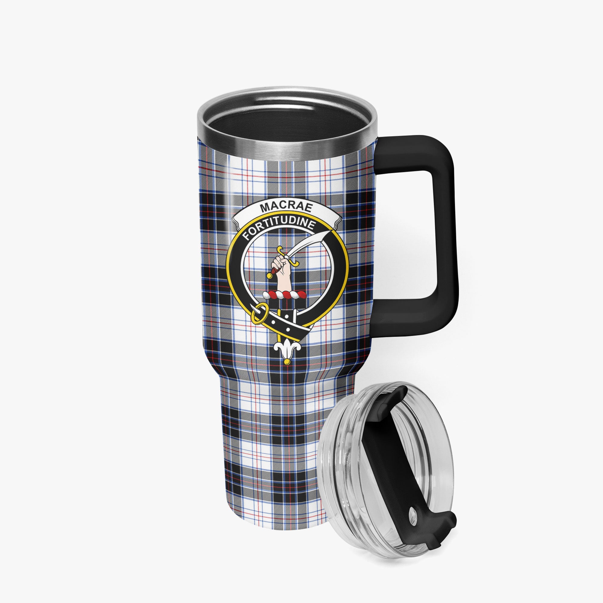 MacRae Dress Modern Tartan Crest 40 oz Insulated Tumbler with Handle