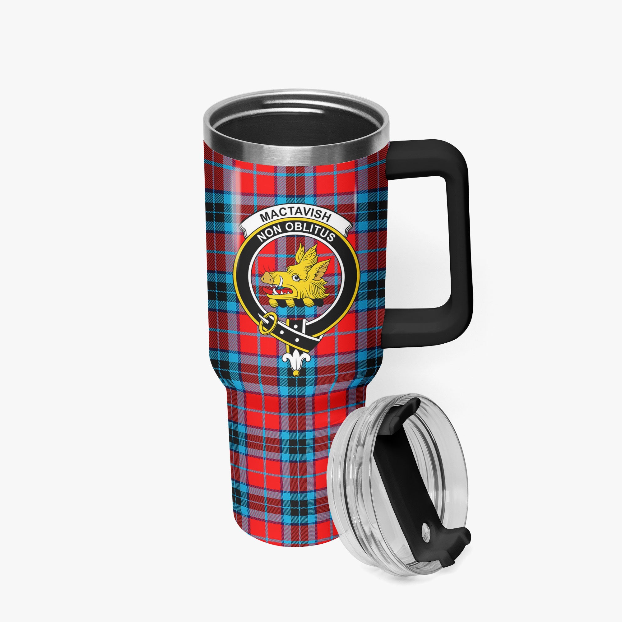 MacTavish Modern Tartan Crest 40 oz Insulated Tumbler with Handle