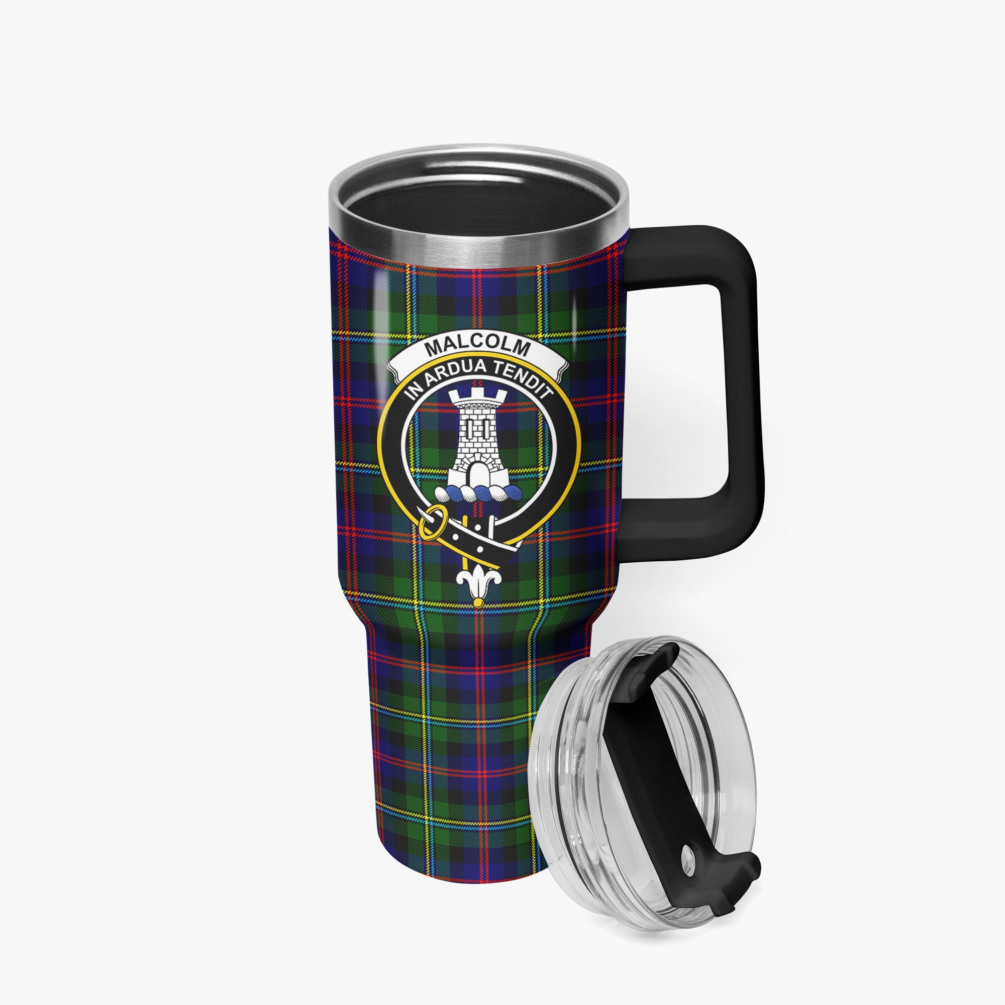 Malcolm (or MacCallum) Tartan Crest 40 oz Insulated Tumbler with Handle
