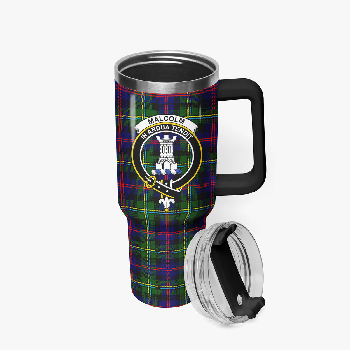 Malcolm (or MacCallum) Tartan Crest 40 oz Insulated Tumbler with Handle