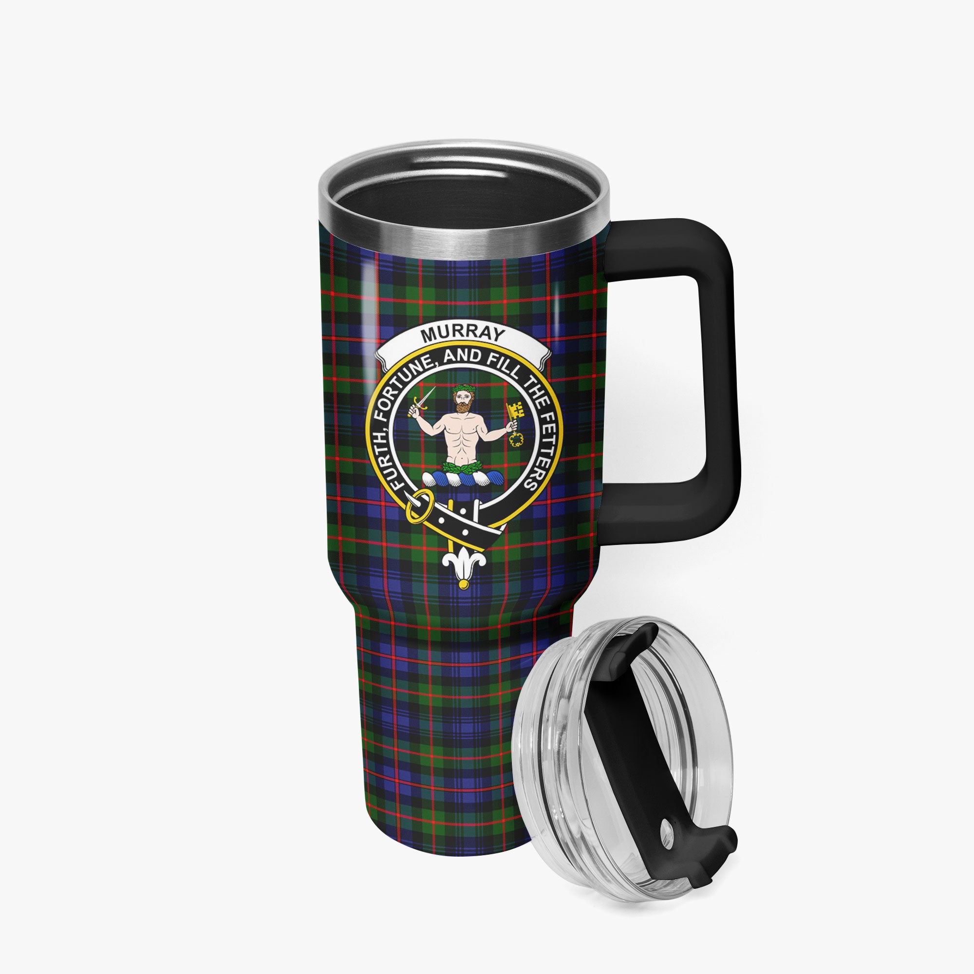 Murray of Atholl Modern Tartan Crest 40 oz Insulated Tumbler with Handle