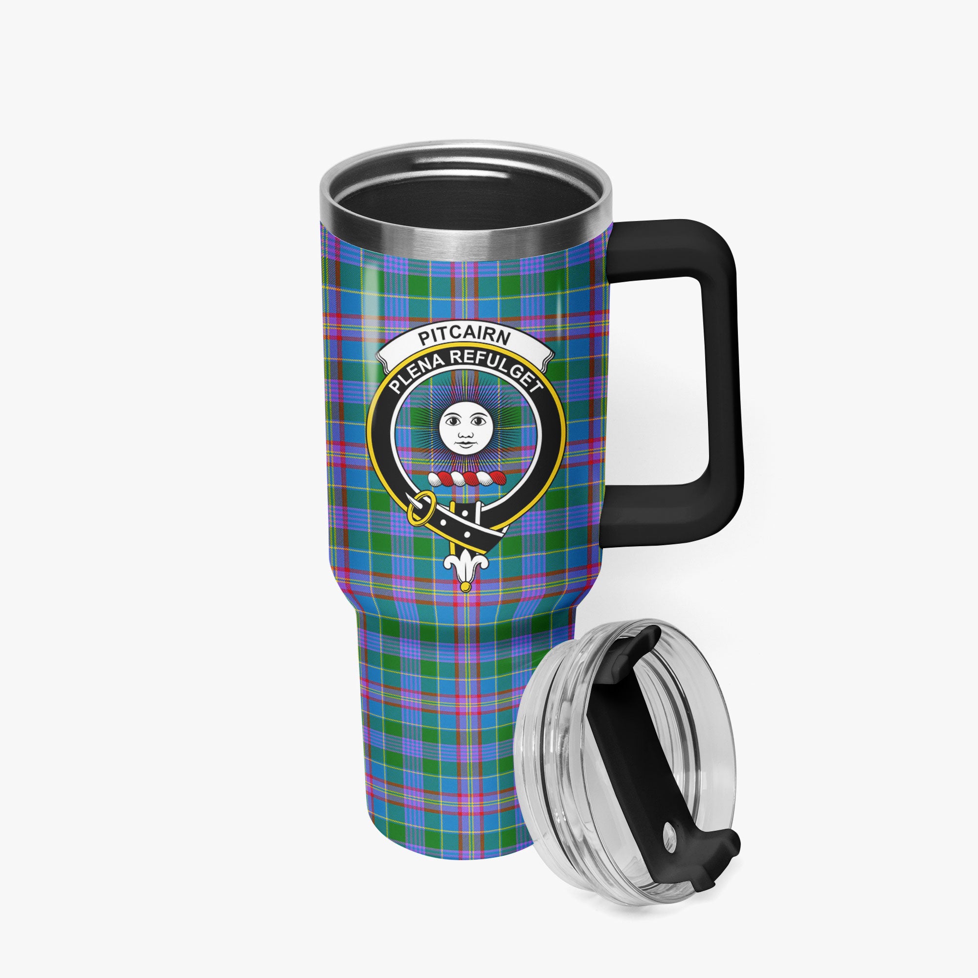 Pitcairn Hunting Tartan Crest 40 oz Insulated Tumbler with Handle