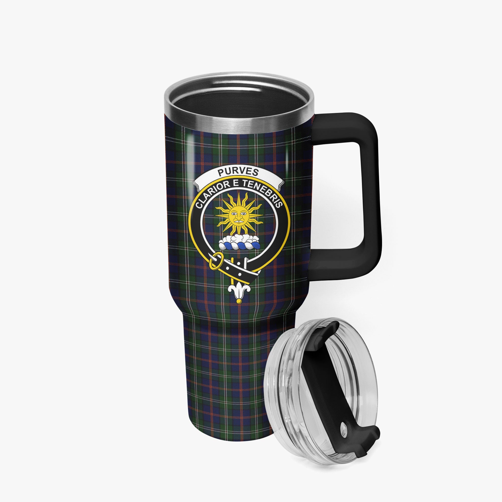 Purves Tartan Crest 40 oz Insulated Tumbler with Handle