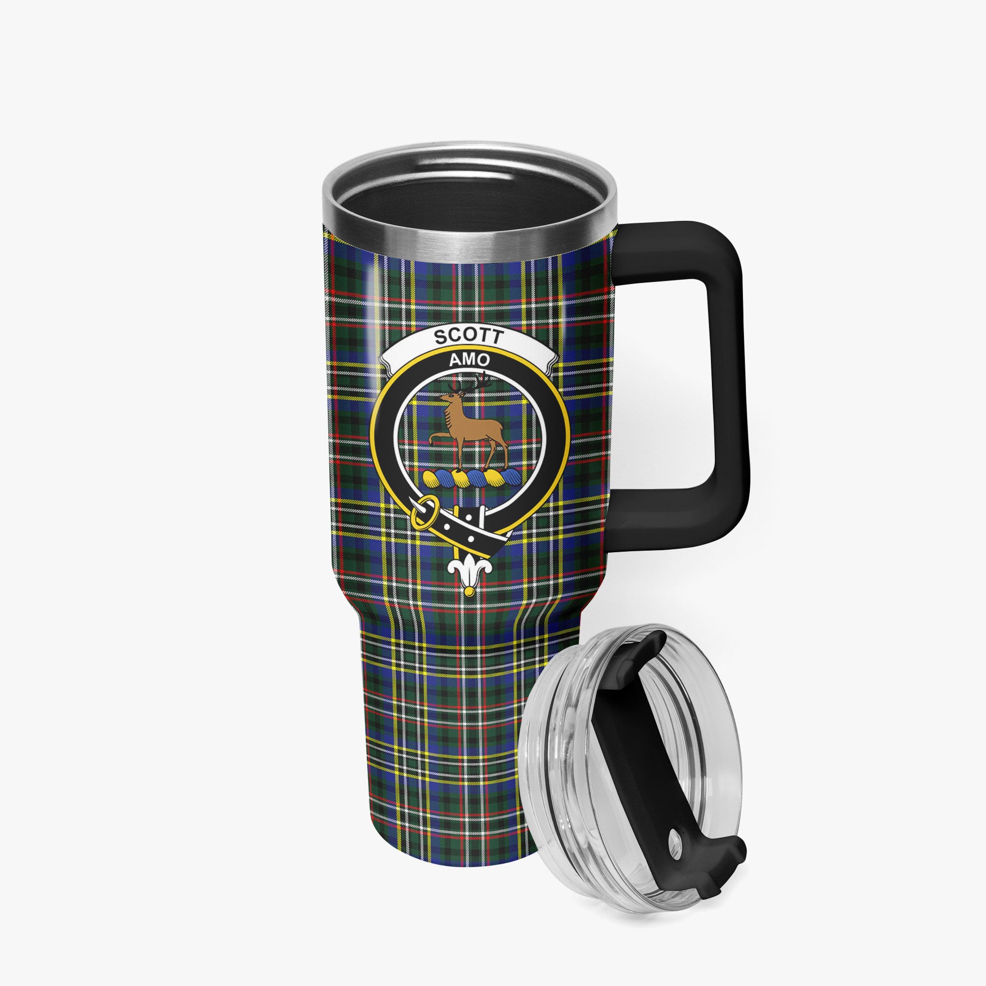 Scott Green Modern Tartan Crest 40 oz Insulated Tumbler with Handle