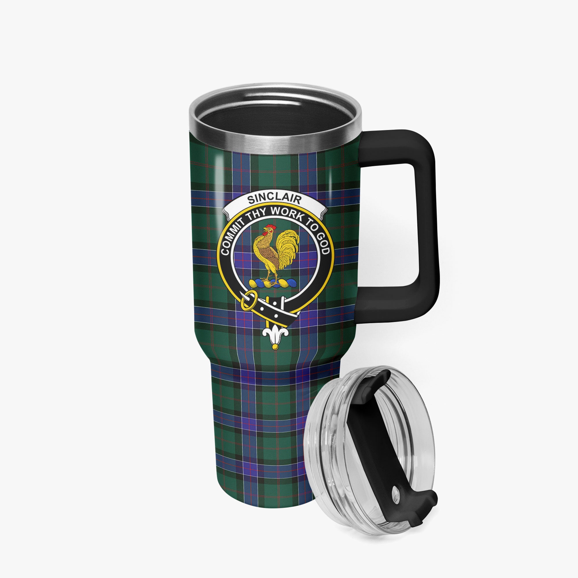 Sinclair Hunting Modern Tartan Crest 40 oz Insulated Tumbler with Handle