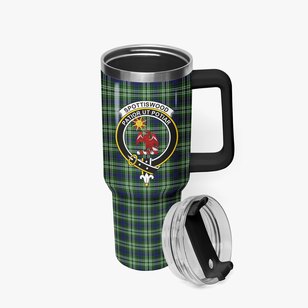 Spottiswood Tartan Crest 40 oz Insulated Tumbler with Handle