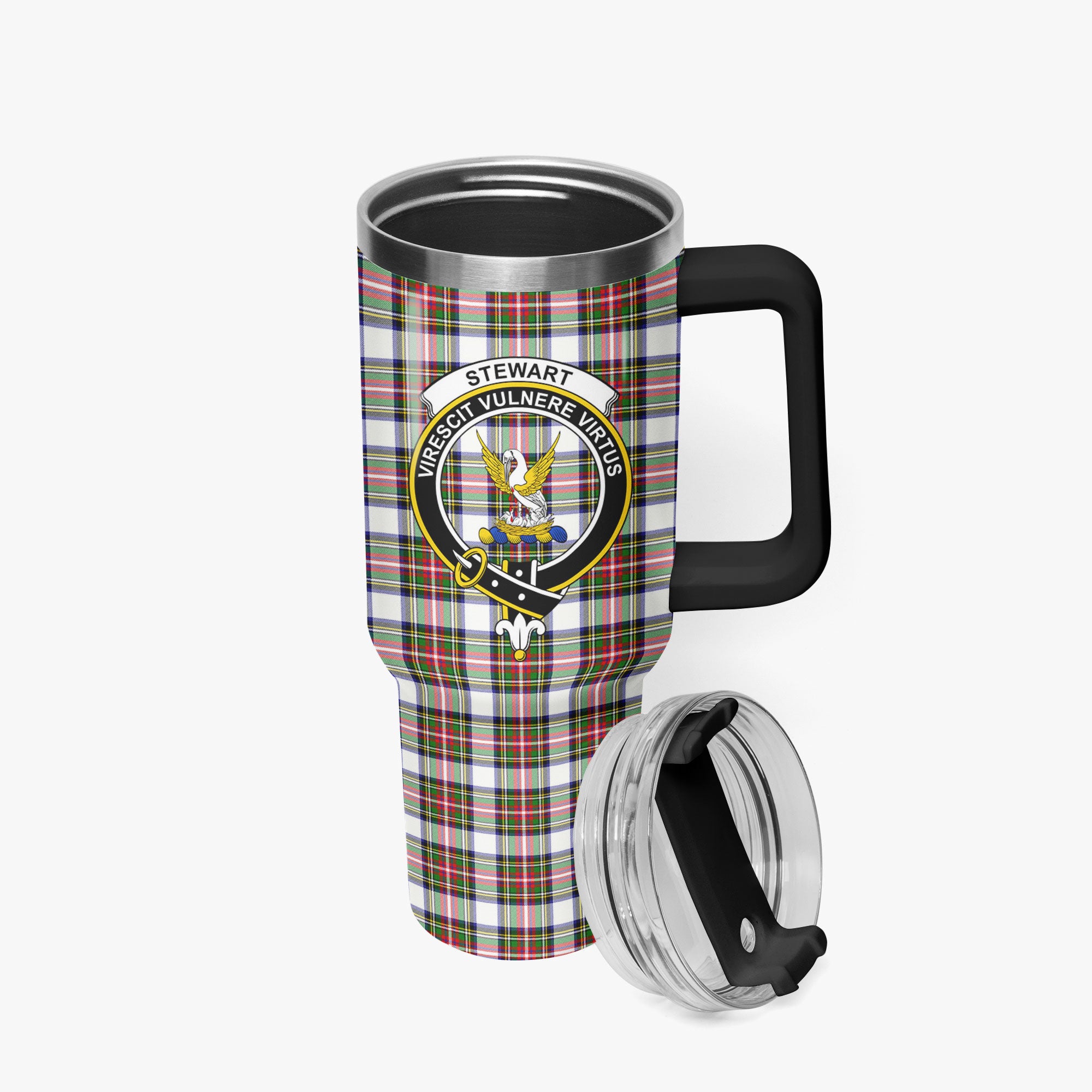 Stewart Dress Modern Tartan Crest 40 oz Insulated Tumbler with Handle