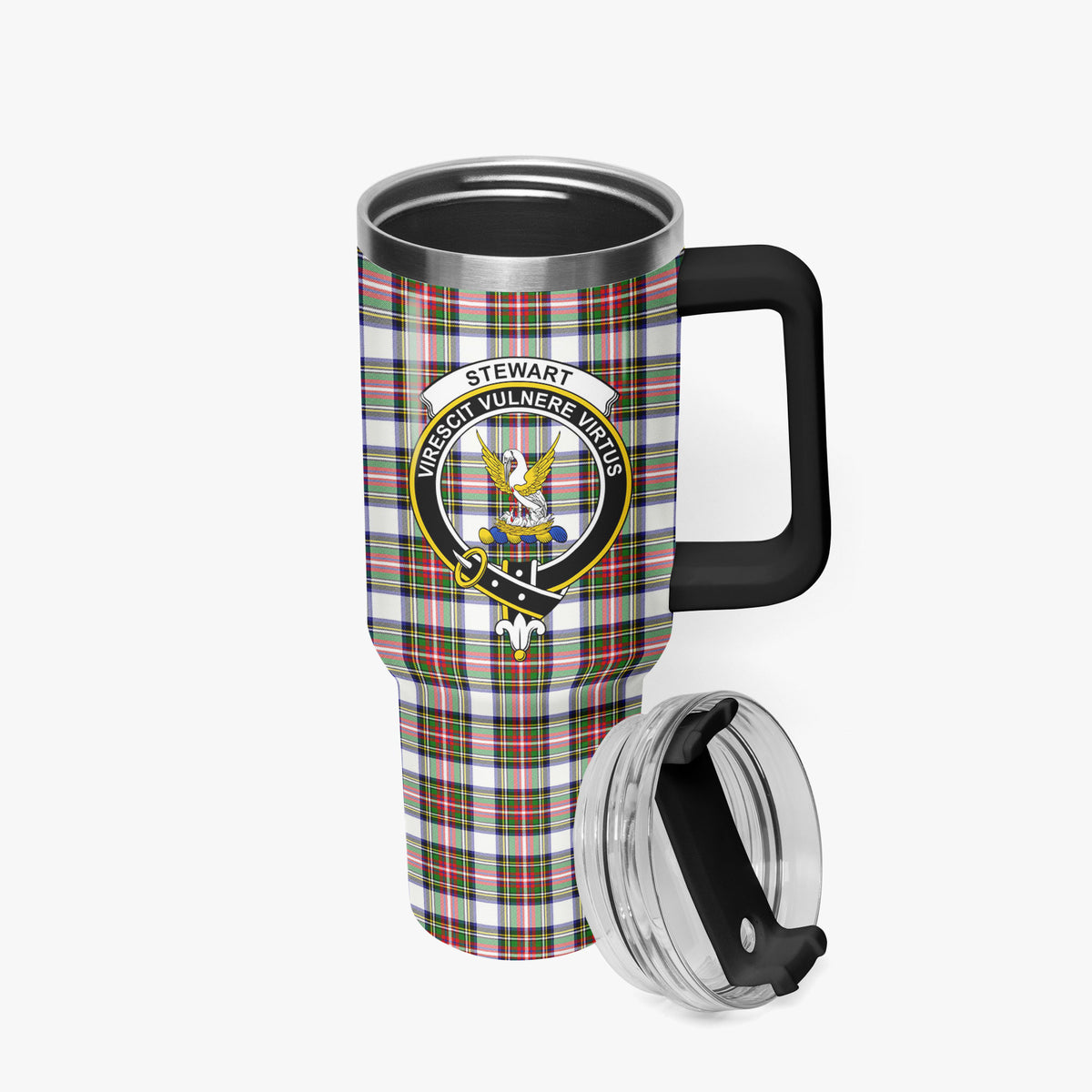 Stewart Dress Modern Tartan Crest 40 oz Insulated Tumbler with Handle