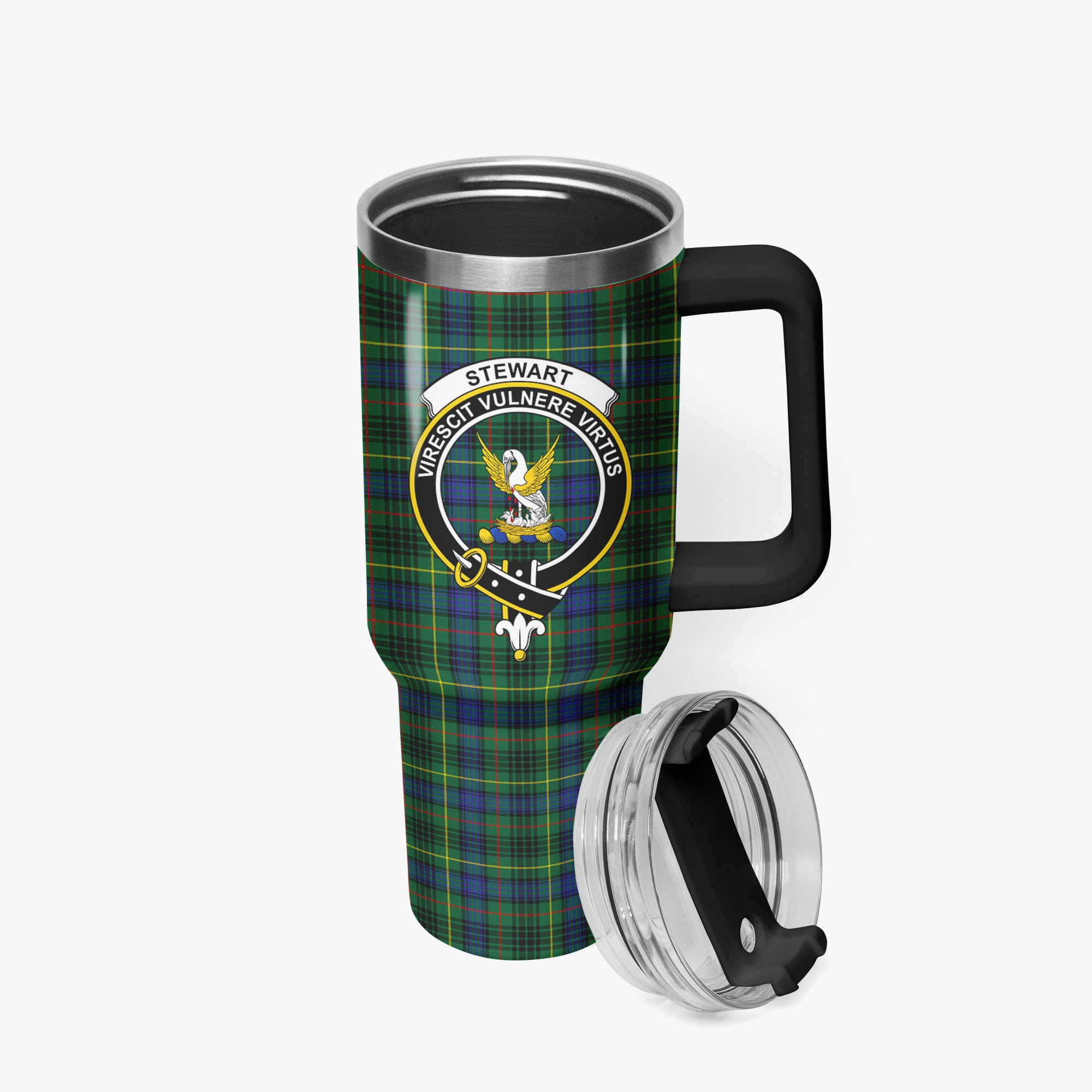 Stewart Hunting Modern Tartan Crest 40 oz Insulated Tumbler with Handle