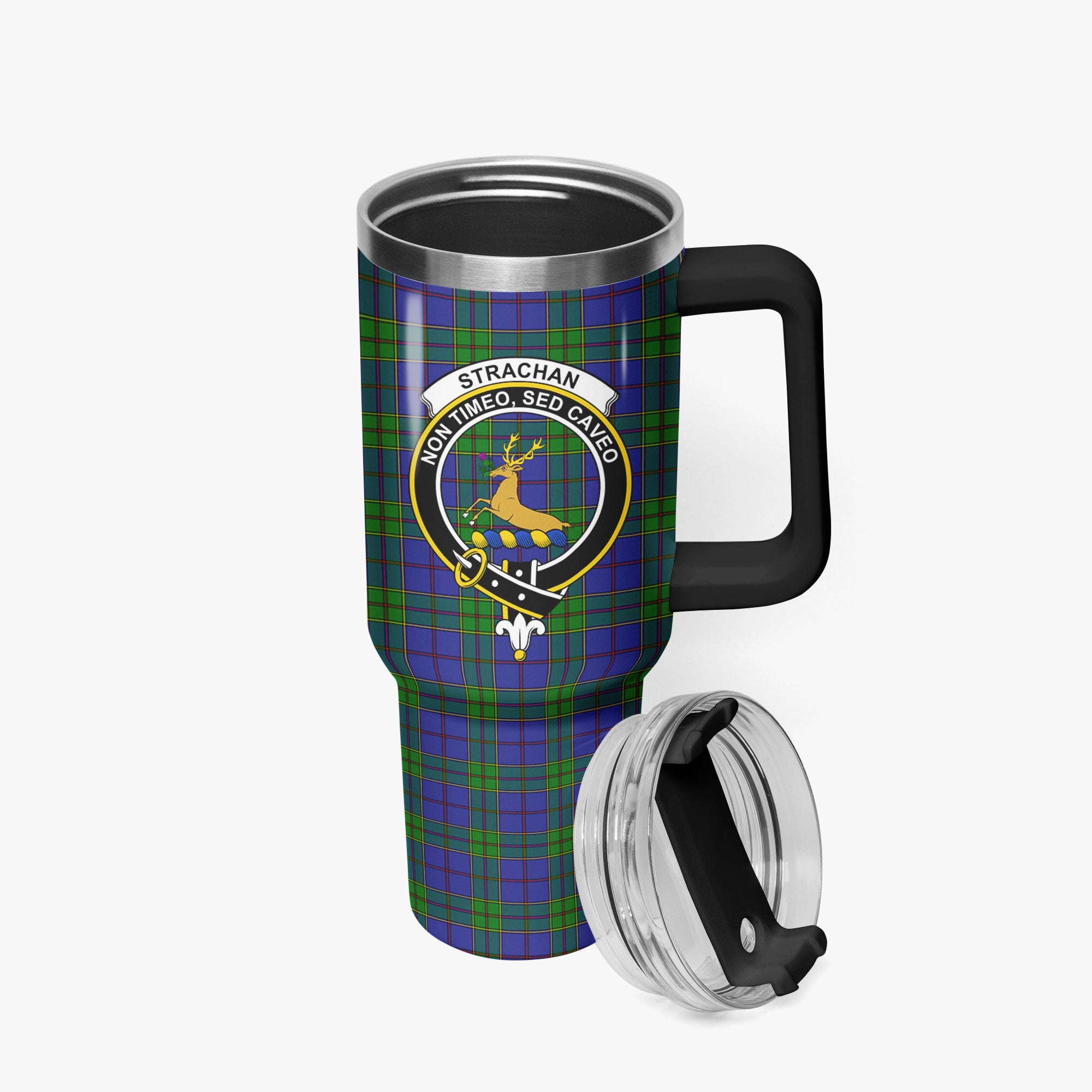 Strachan Tartan Crest 40 oz Insulated Tumbler with Handle